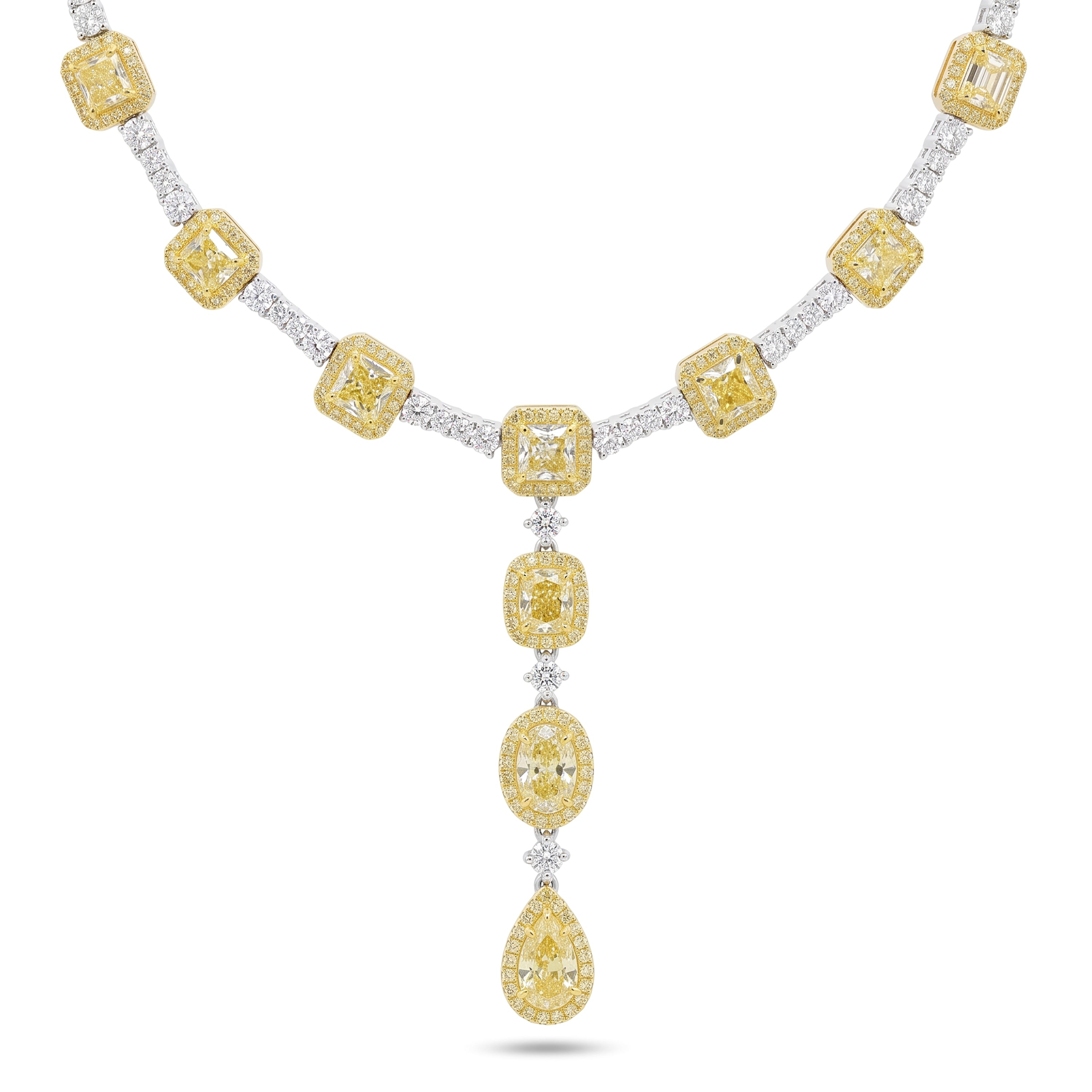 Natural Yellow Multi-shape Diamond Drop Necklace | GIA Certified