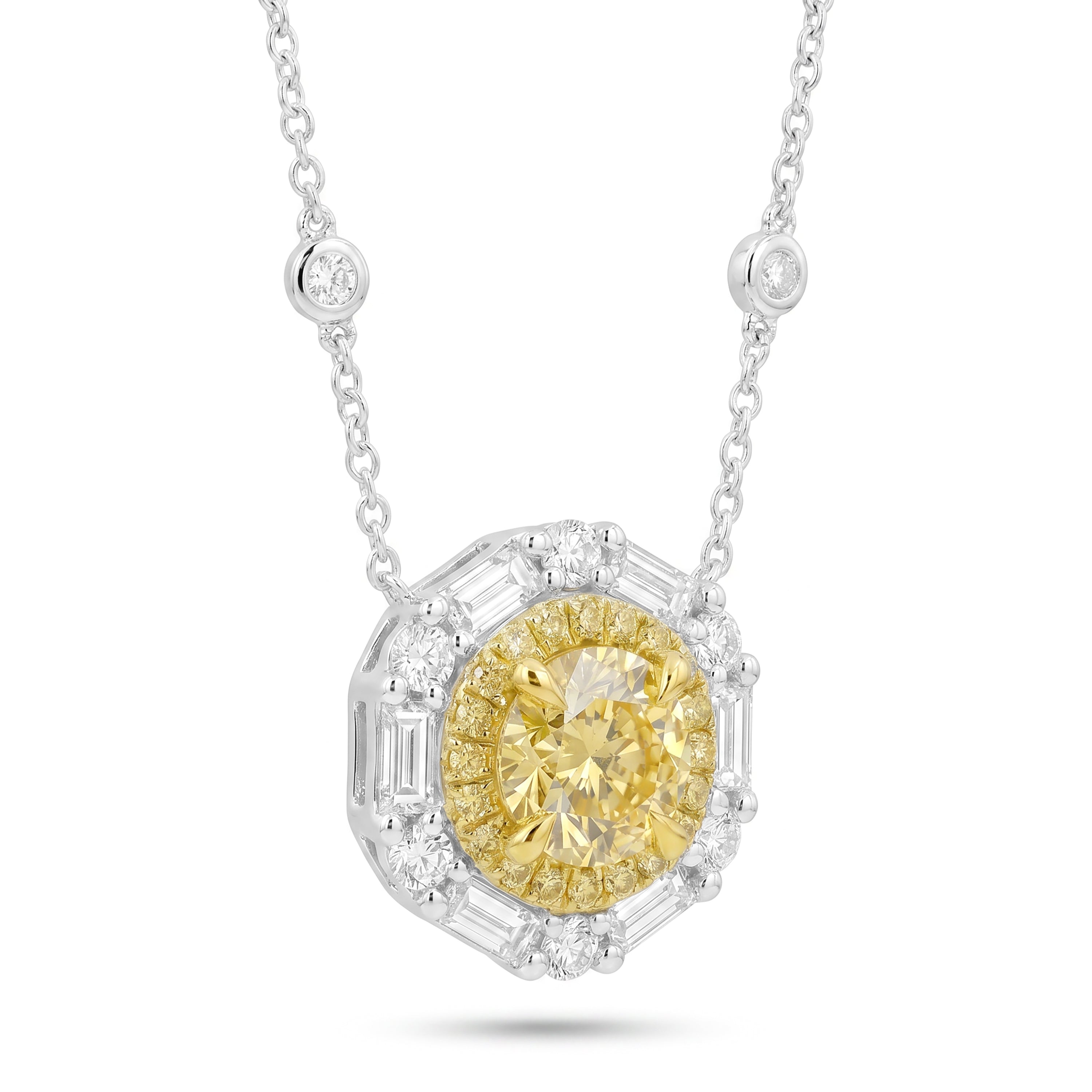 Natural Yellow Diamond Halo Pendant | GIA Certified