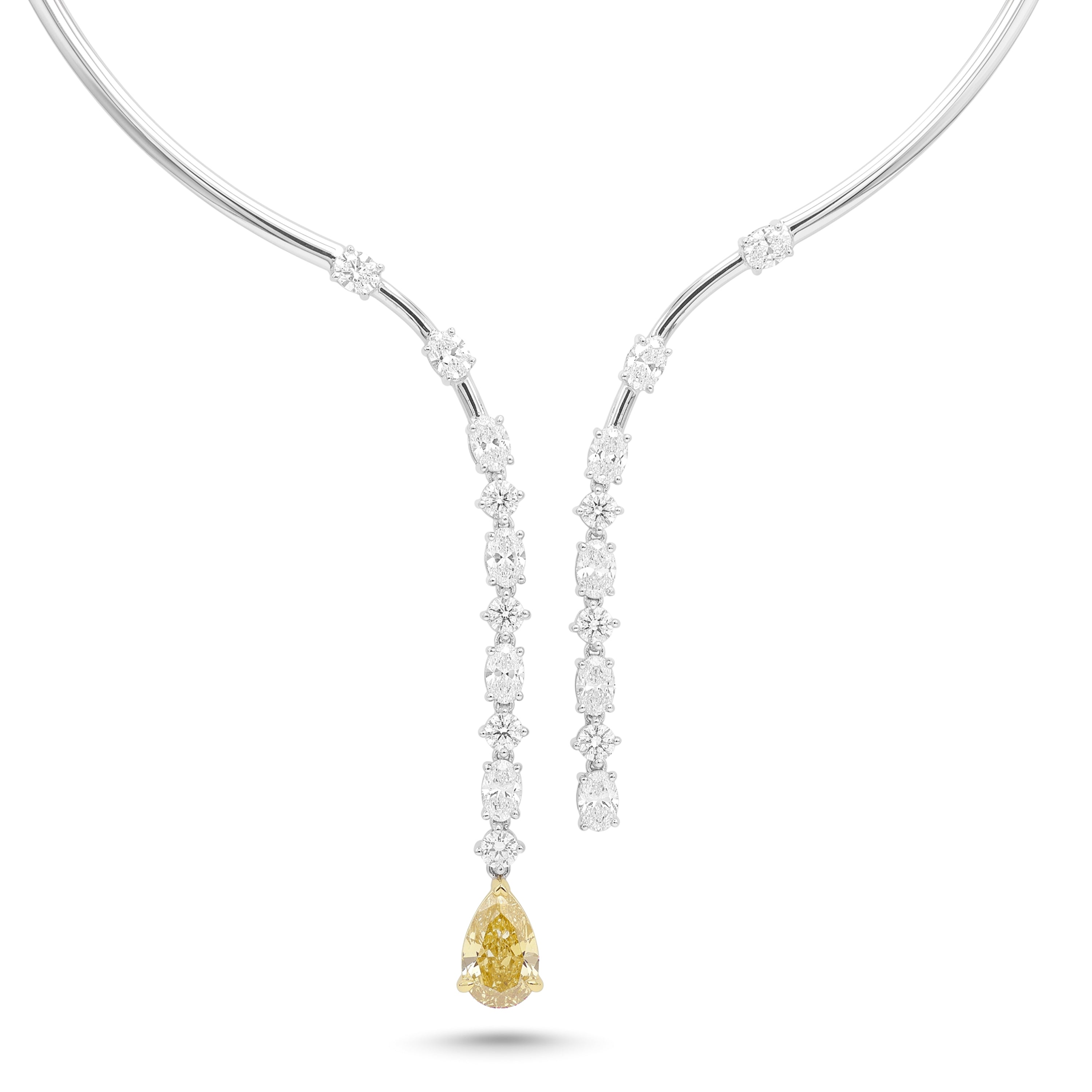 Natural Yellow Pear Diamond Drop Necklace | GIA Certified