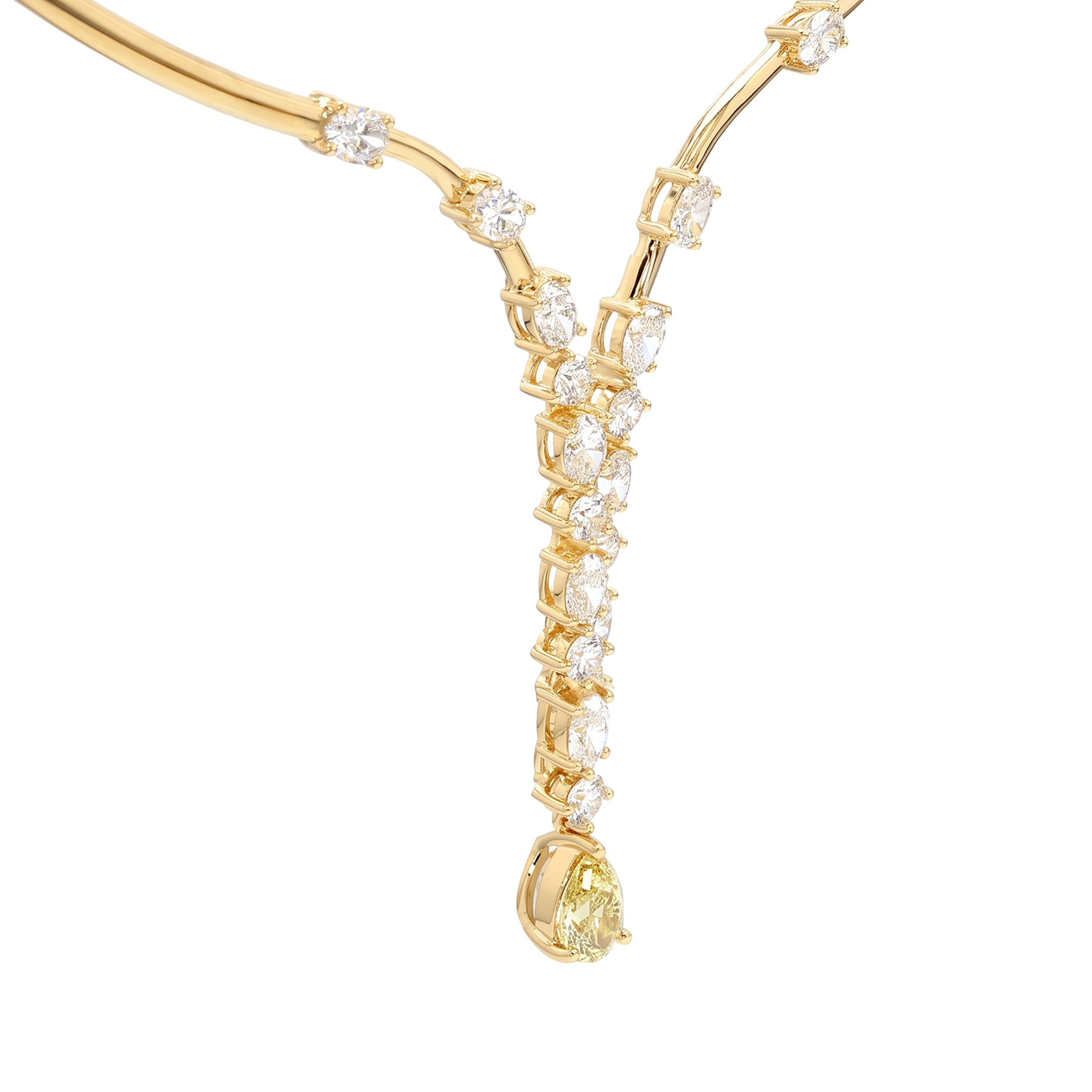 Natural Yellow Pear Diamond Necklace | GIA Certified
