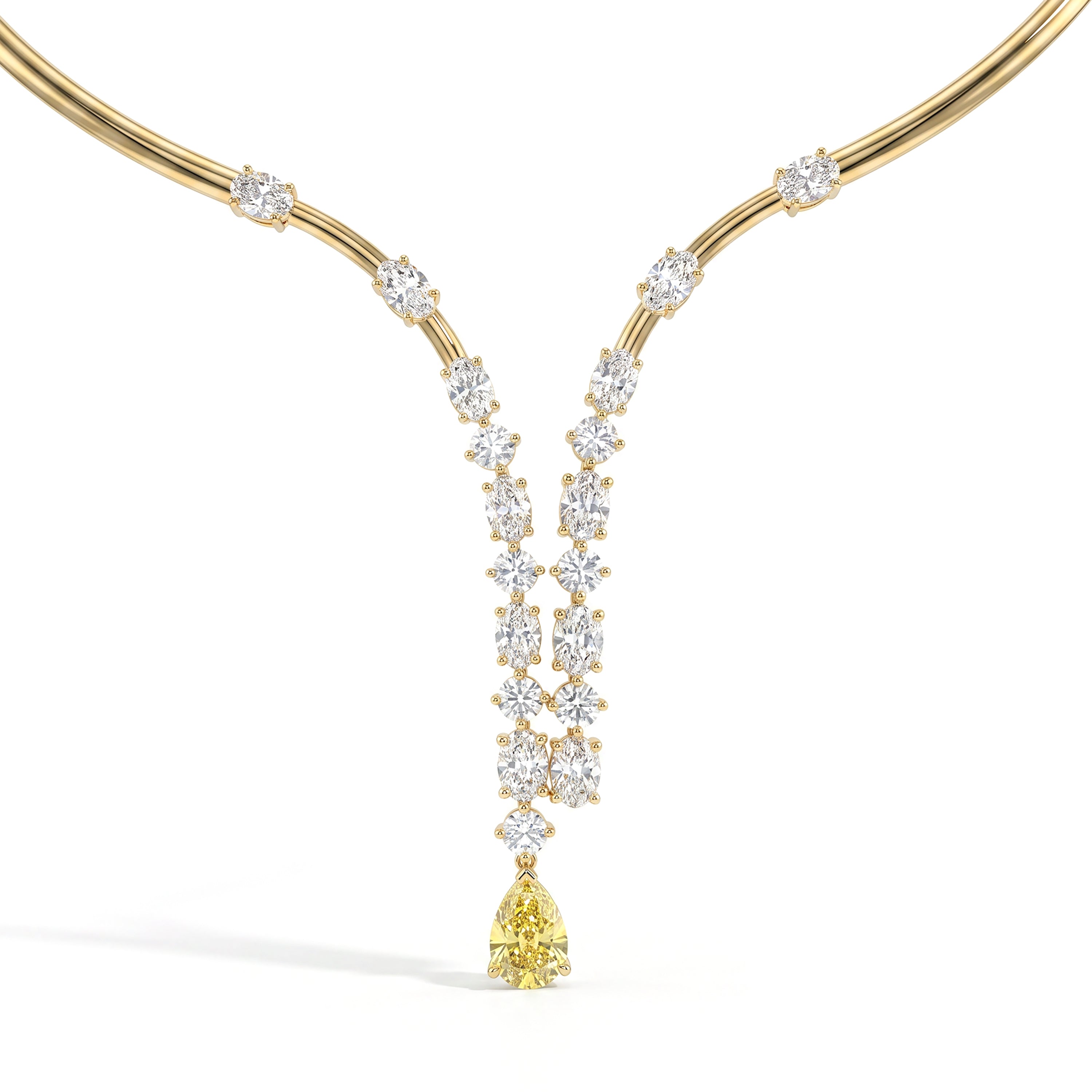 Natural Yellow Pear Diamond Necklace | GIA Certified