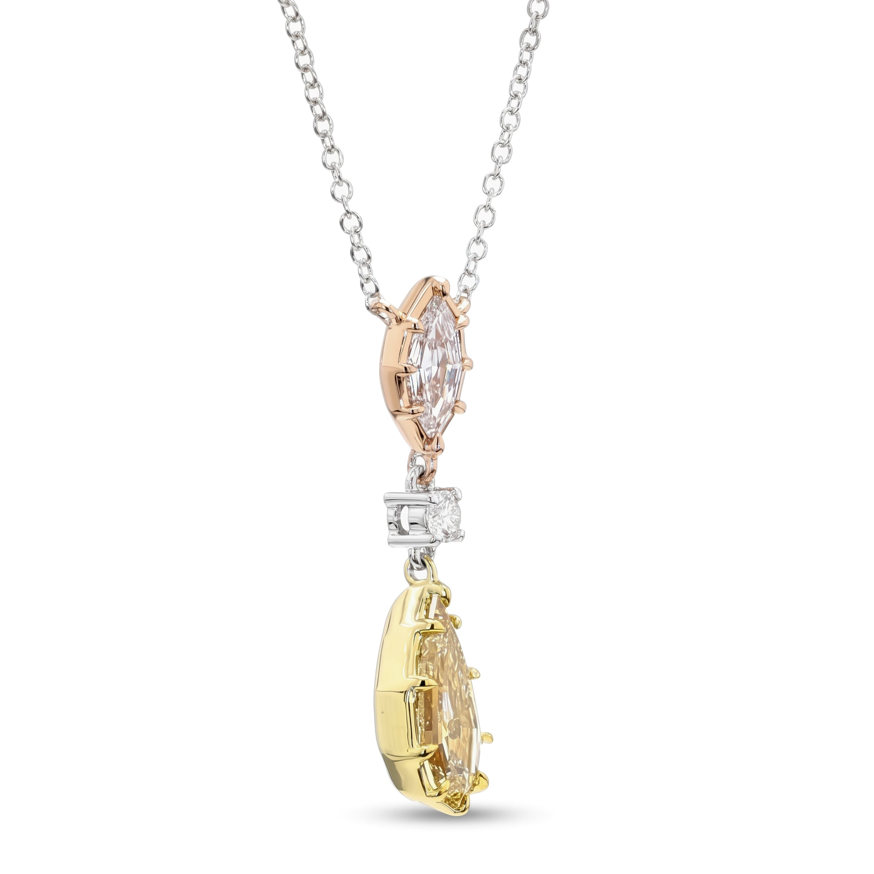 Natural Yellow Kite Diamond Drop Necklace | GIA Certified