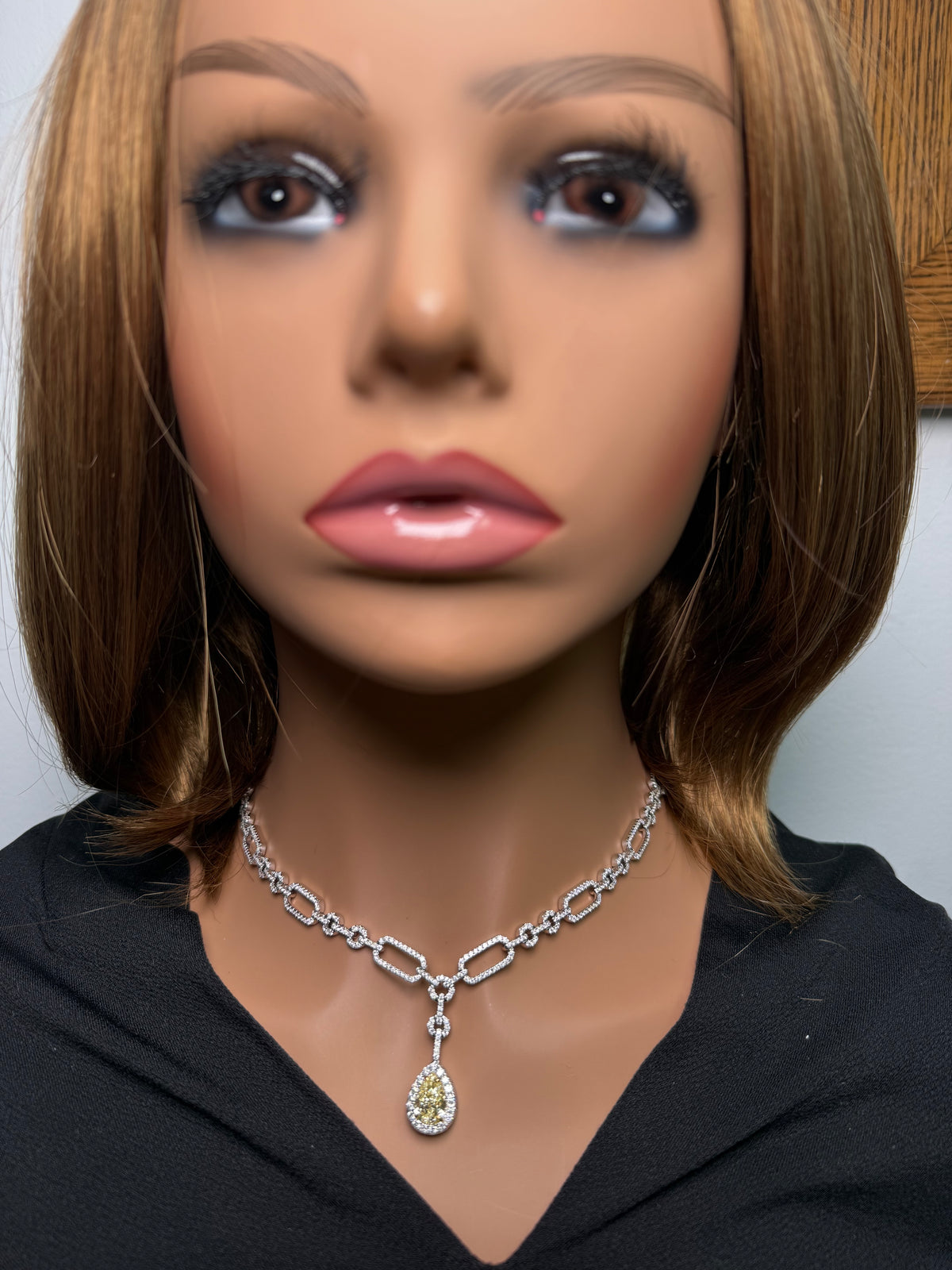 Natural Yellow Pear Diamond Necklace | GIA Certified