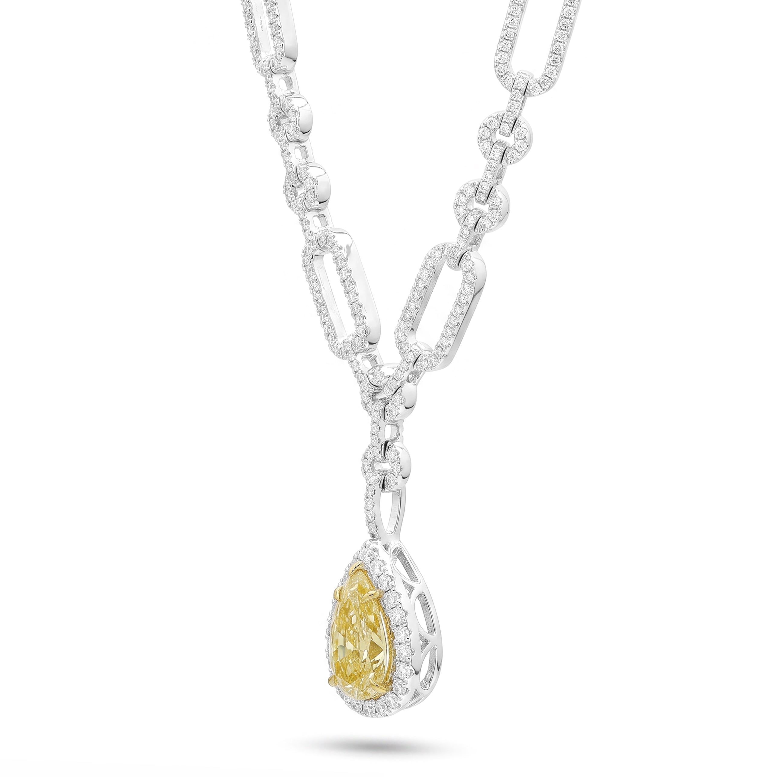 Natural Yellow Pear Diamond Drop Necklace | GIA Certified