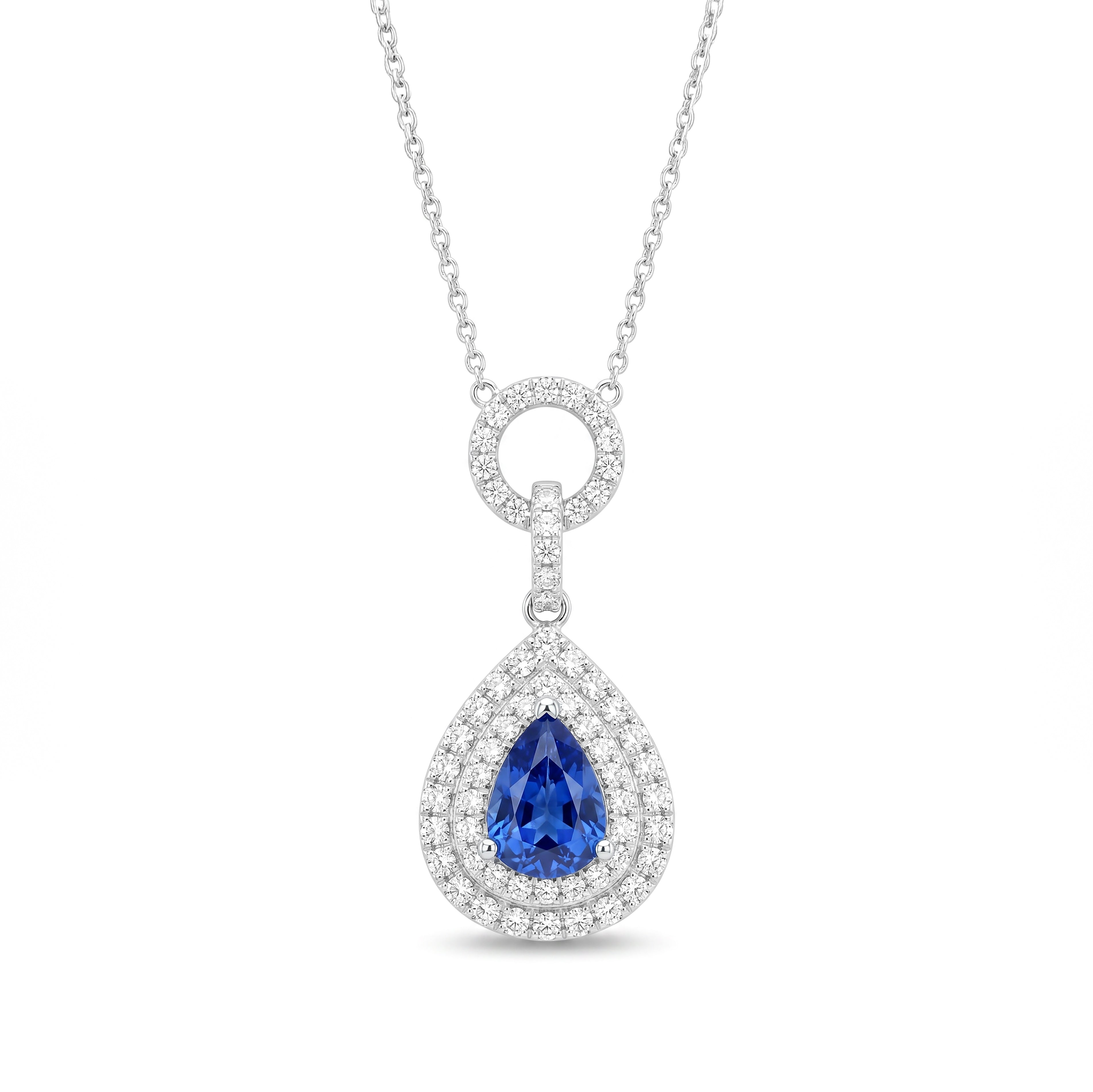 Natural Pear Sapphire & Diamond Drop Pendant