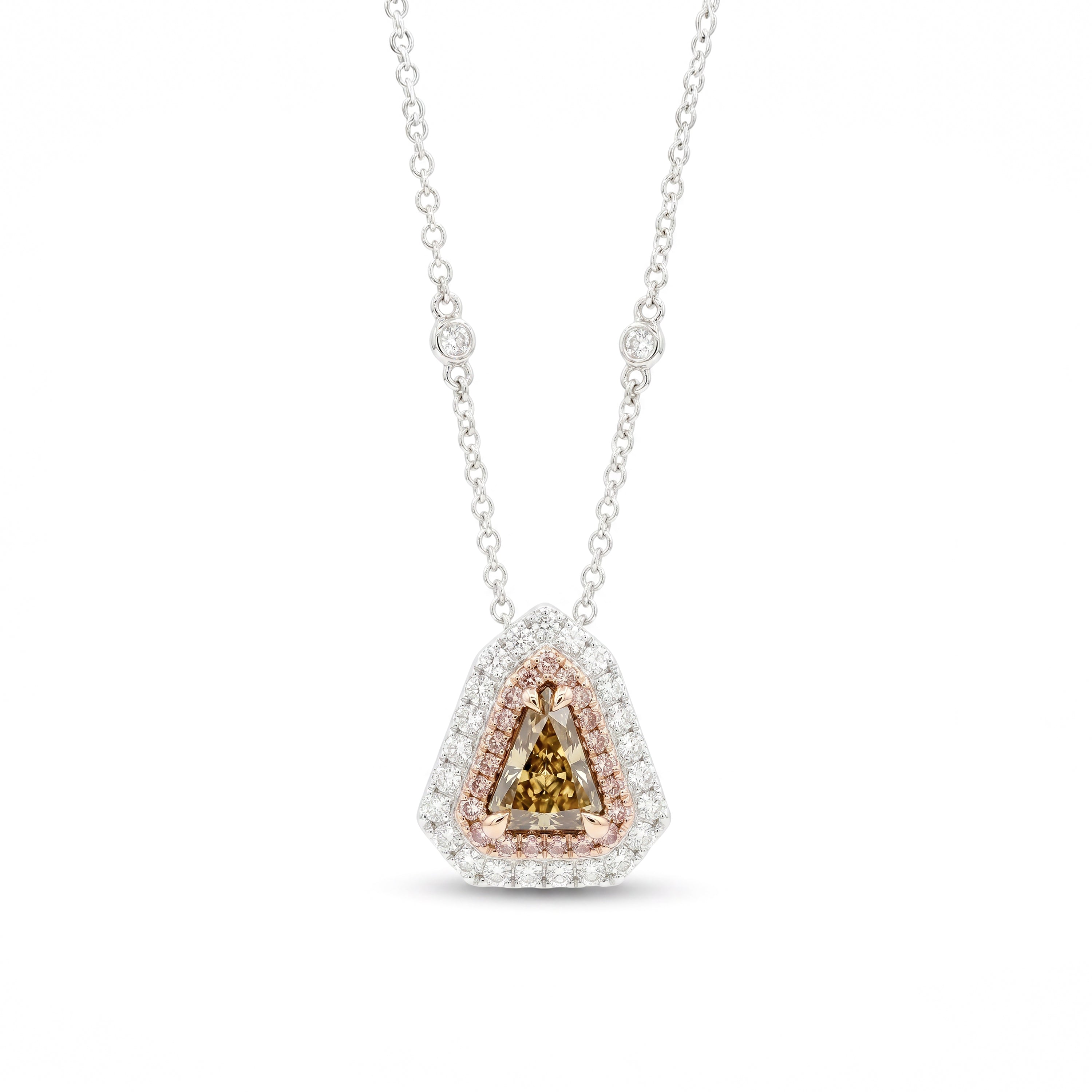 Natural Yellow Shield Diamond Halo Pendant | GIA Certified