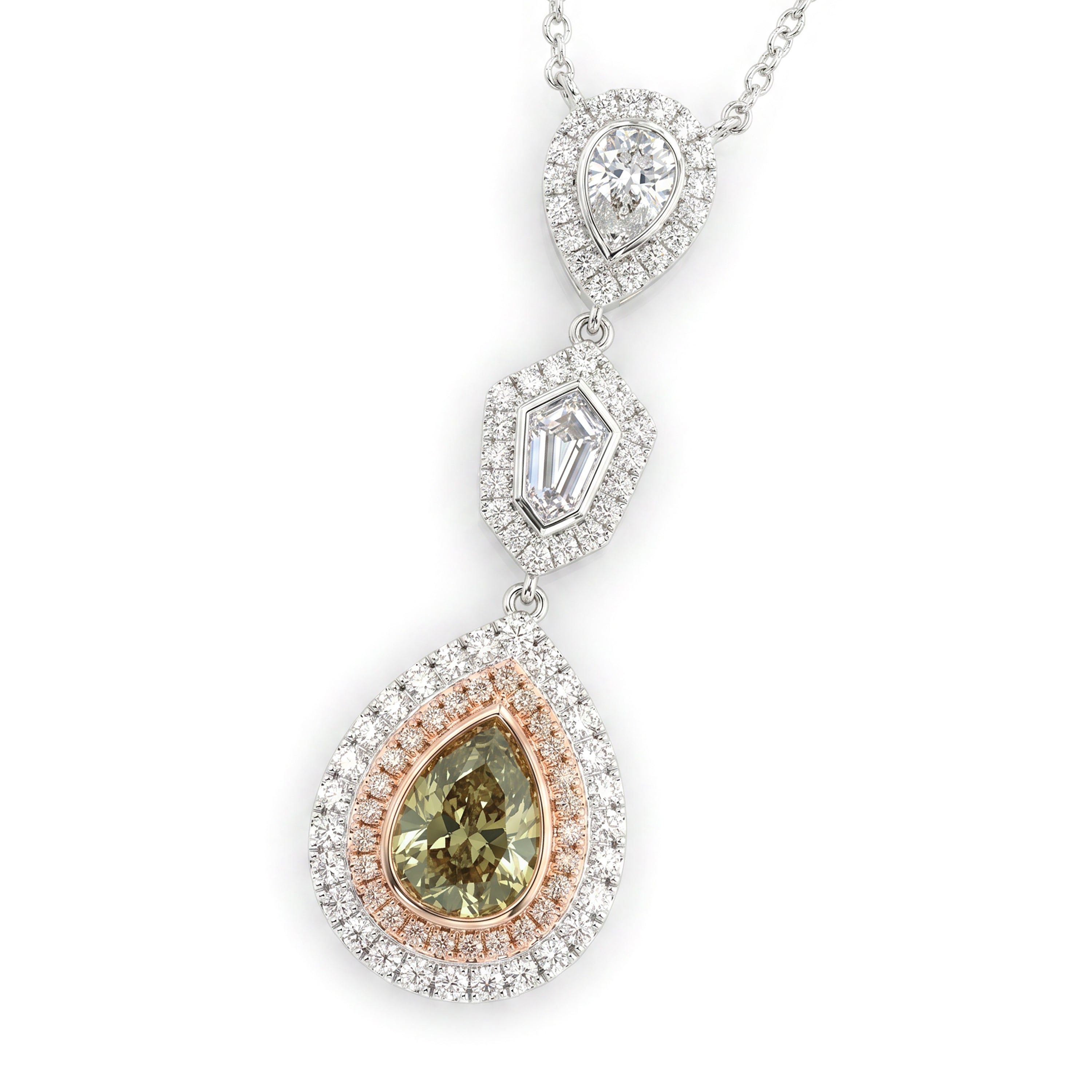 Natural Green Pear Diamond Drop Necklace | GIA Certified