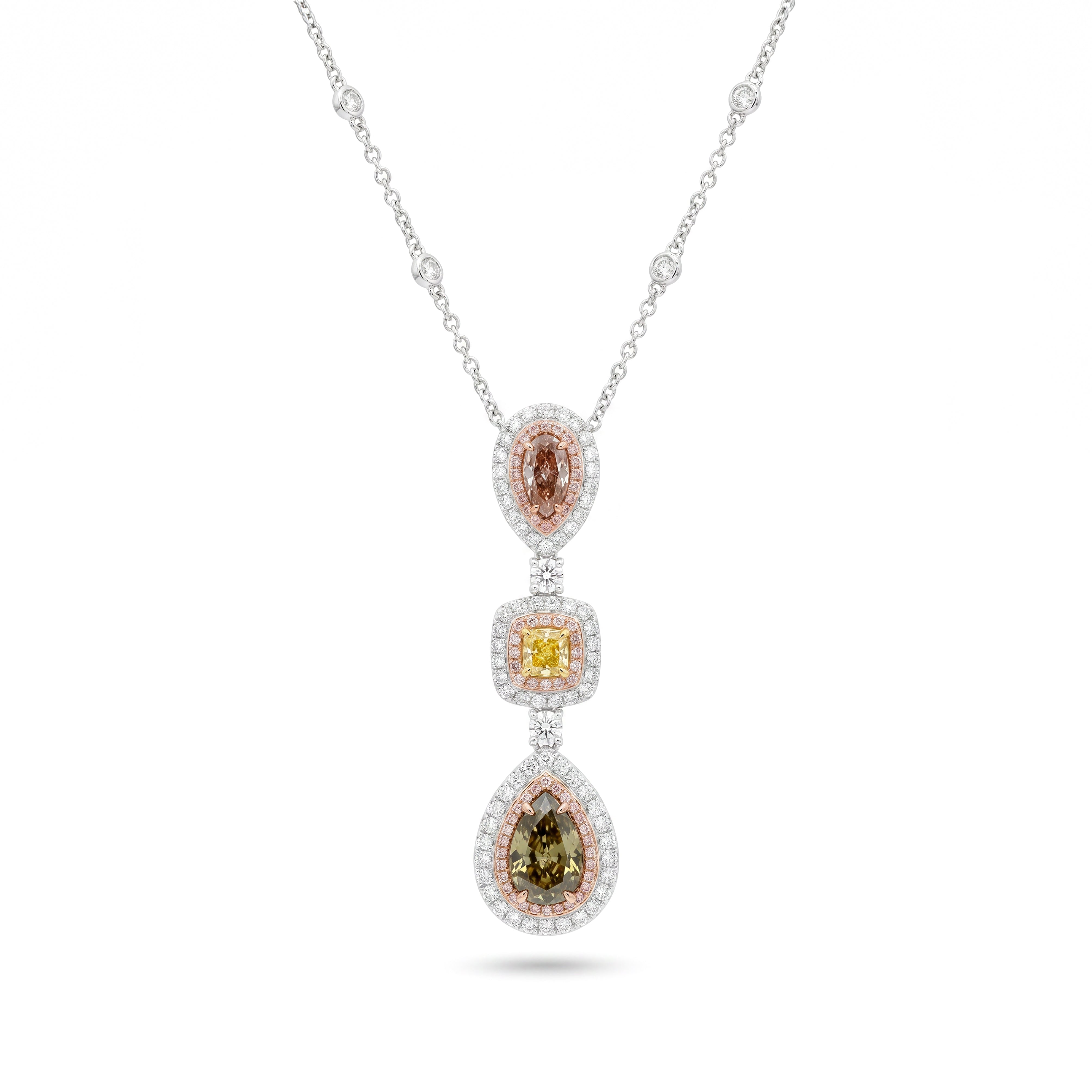 Natural Green Pear Diamond Halo Drop | GIA Certified