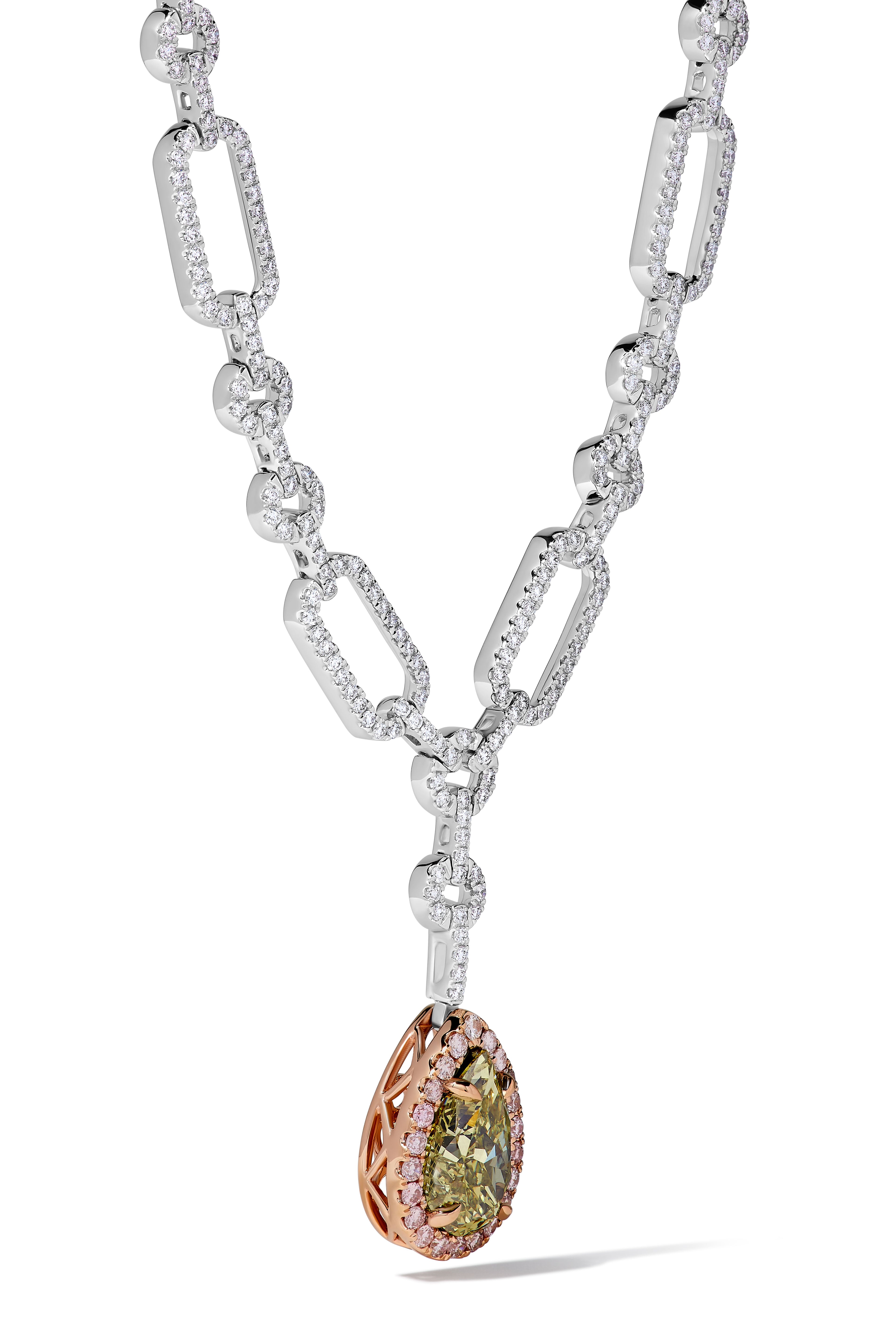 Natural Green Pear Diamond Necklace GIA Certified product image 3