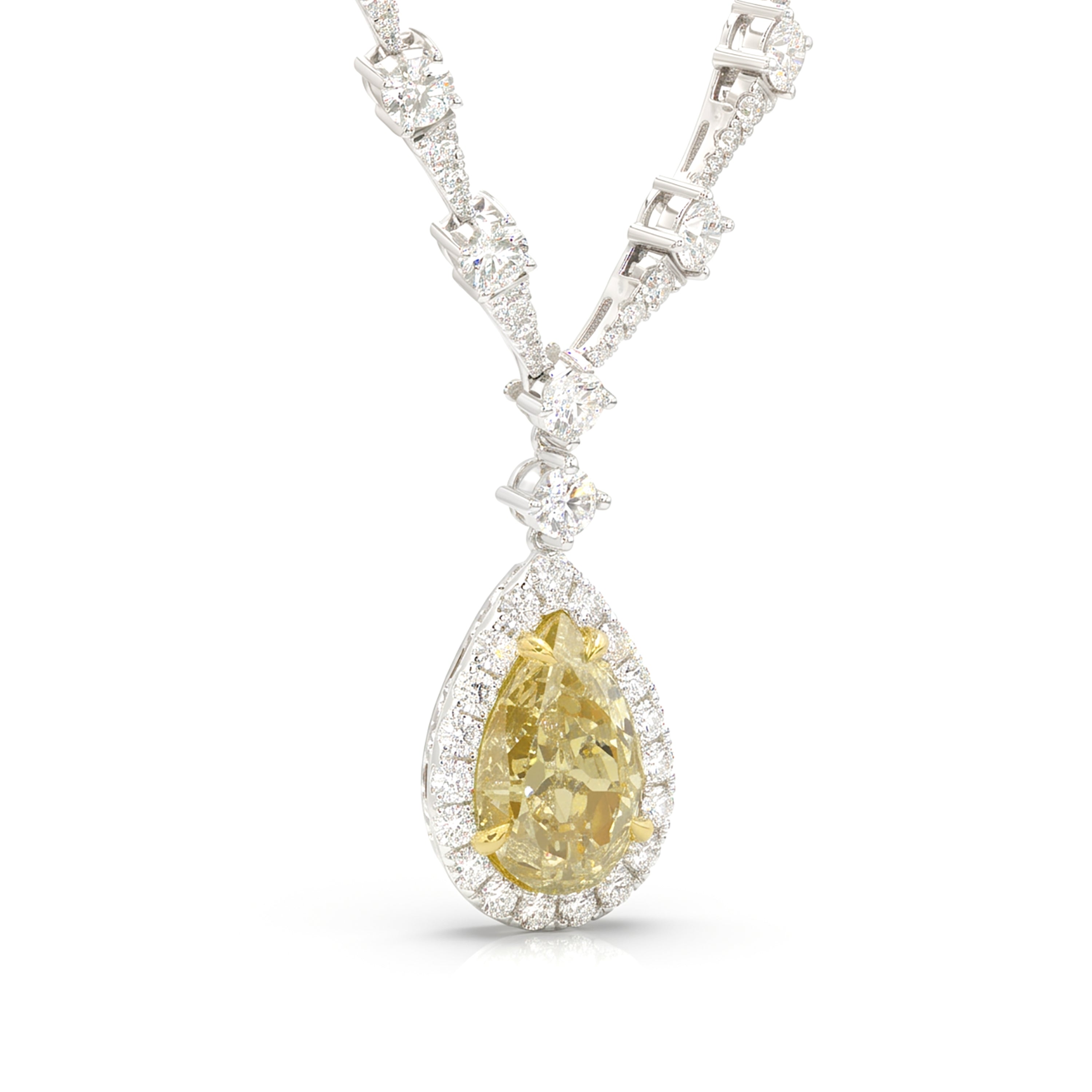 Natural Yellow Pear Diamond Necklace | GIA Certified