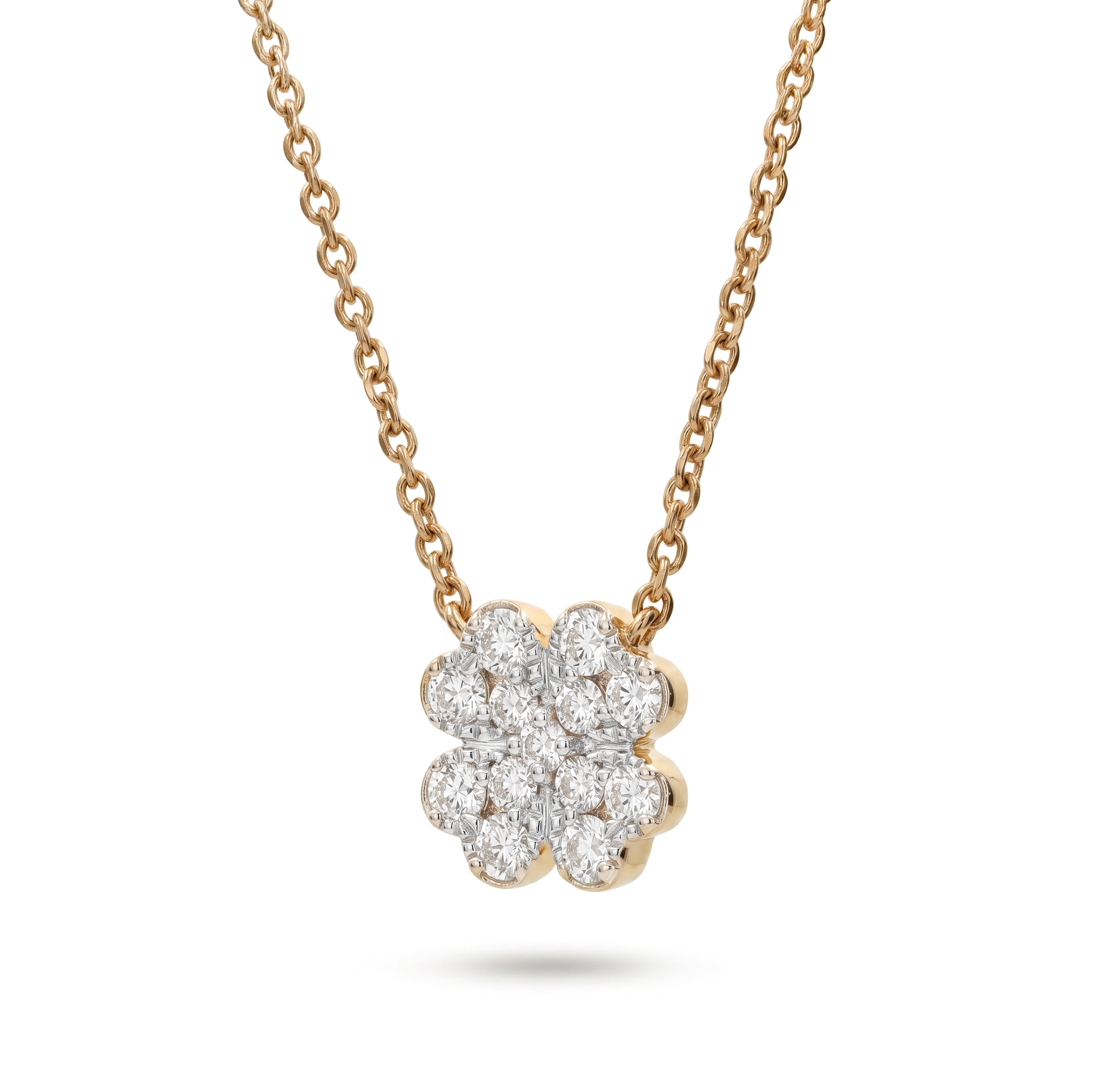 Natural Pavé Diamond Clover Necklace