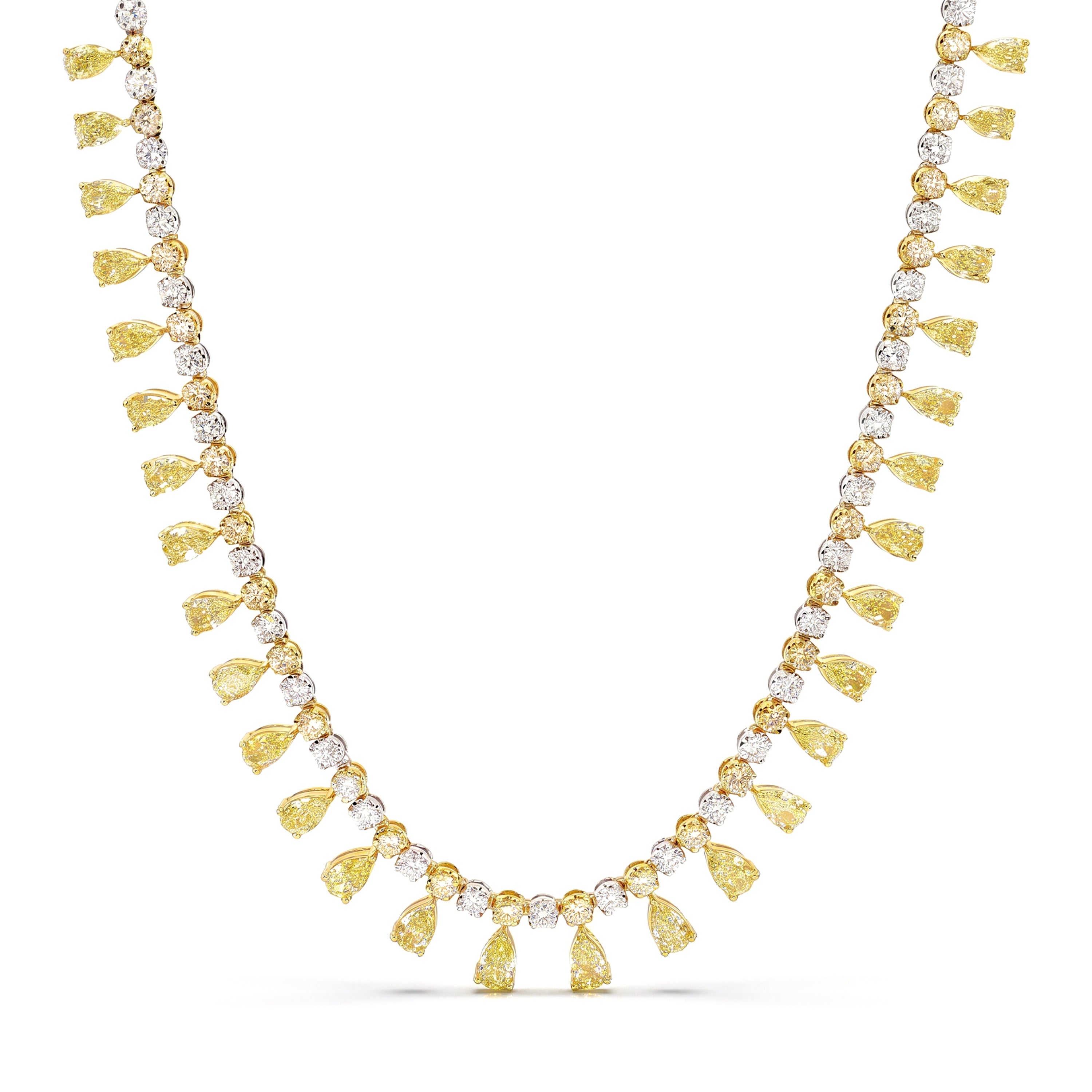 Natural Yellow Pear Diamond Fringe Necklace