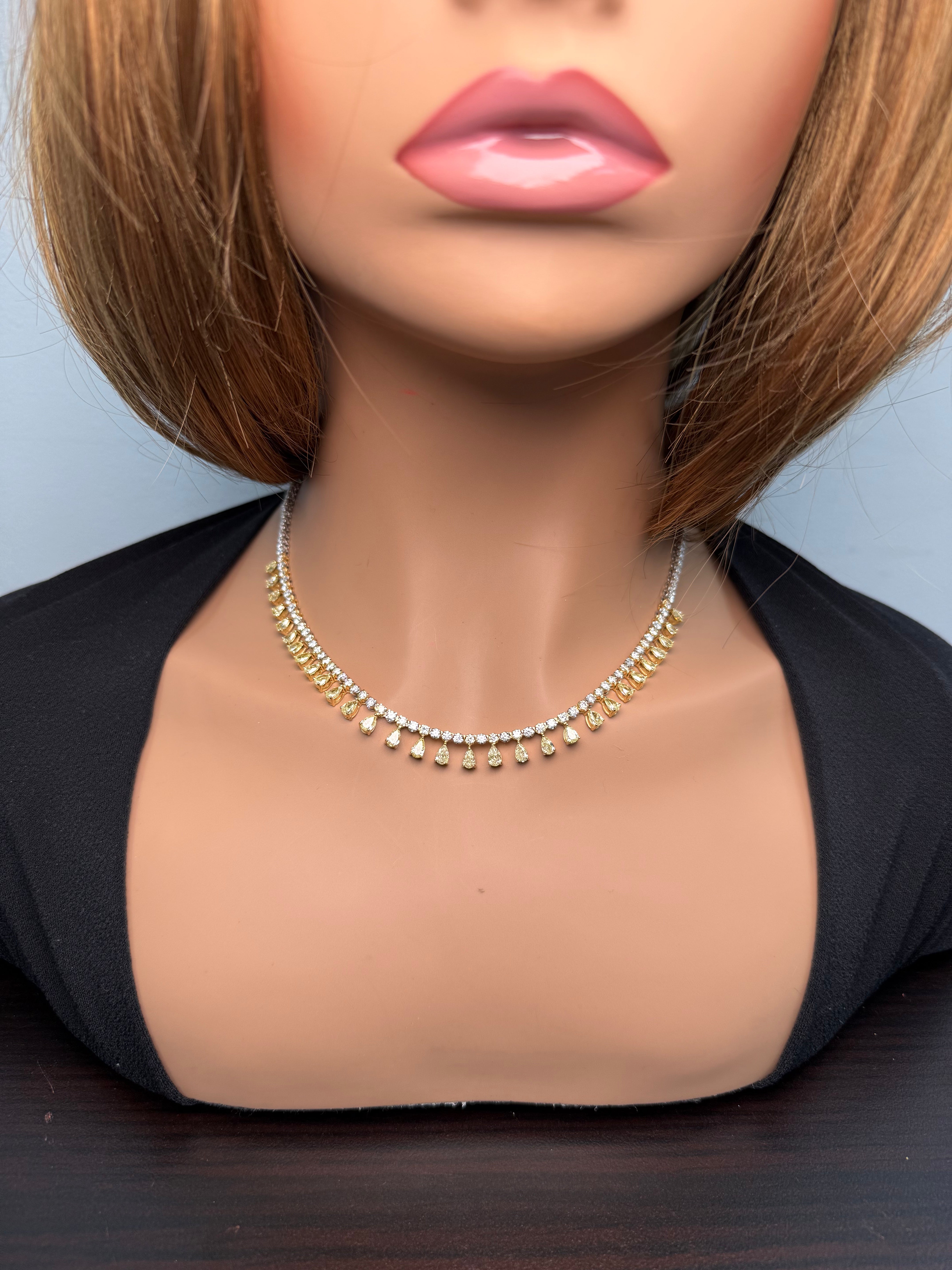 Natural Yellow Pear Diamond NECKLACE