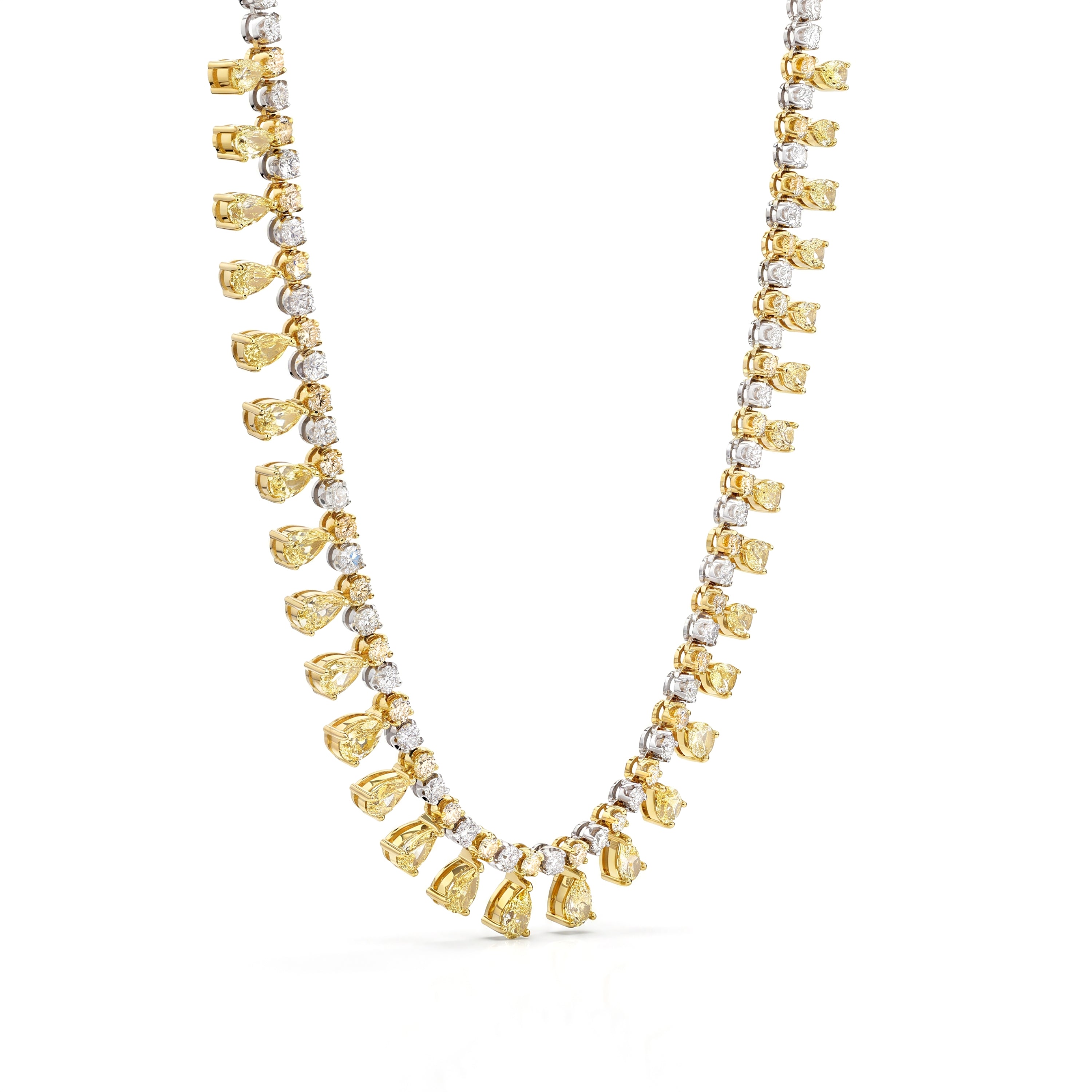 Natural Yellow Pear Diamond Fringe Necklace