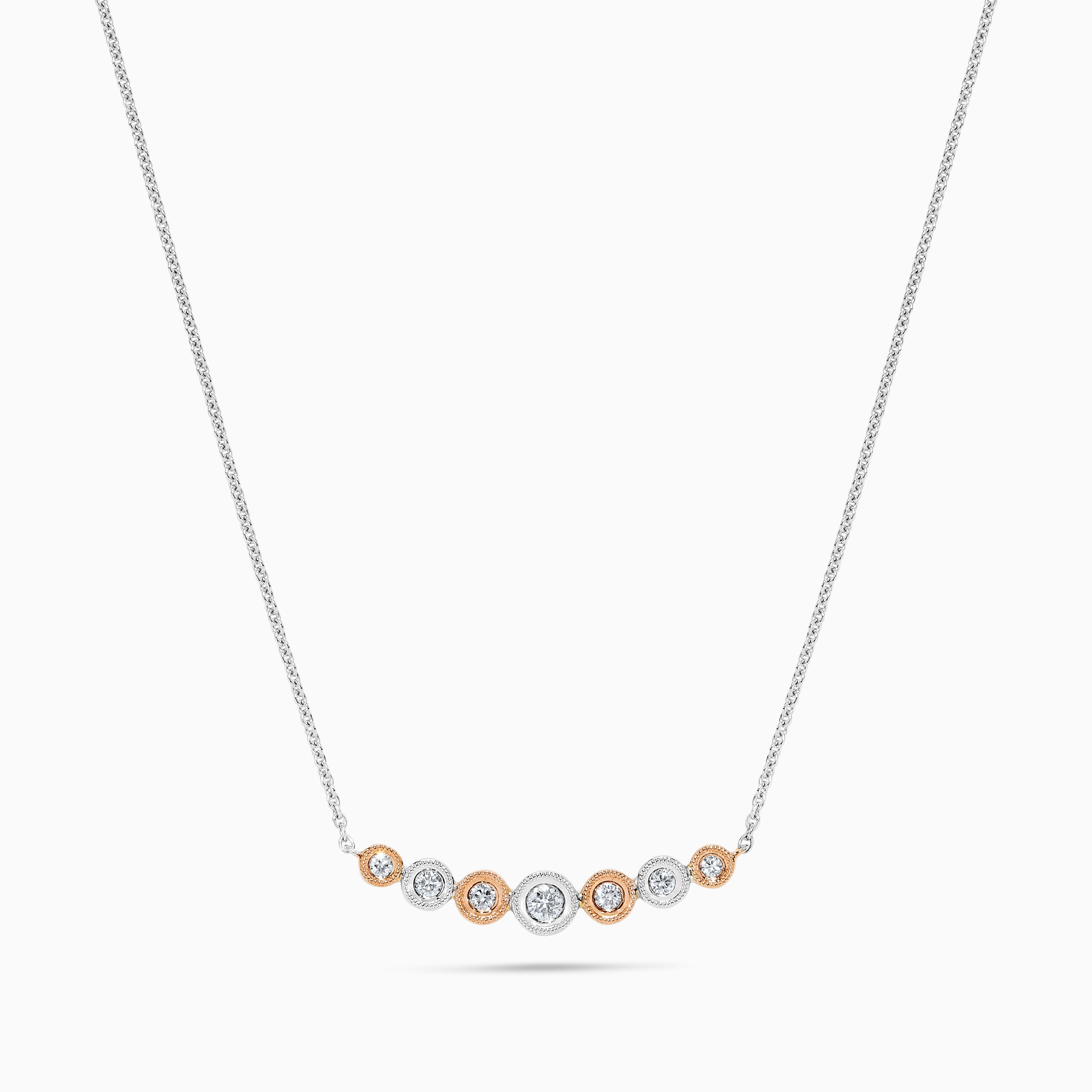 Pink & White Diamond Gold Drop Necklace JNP015GPB