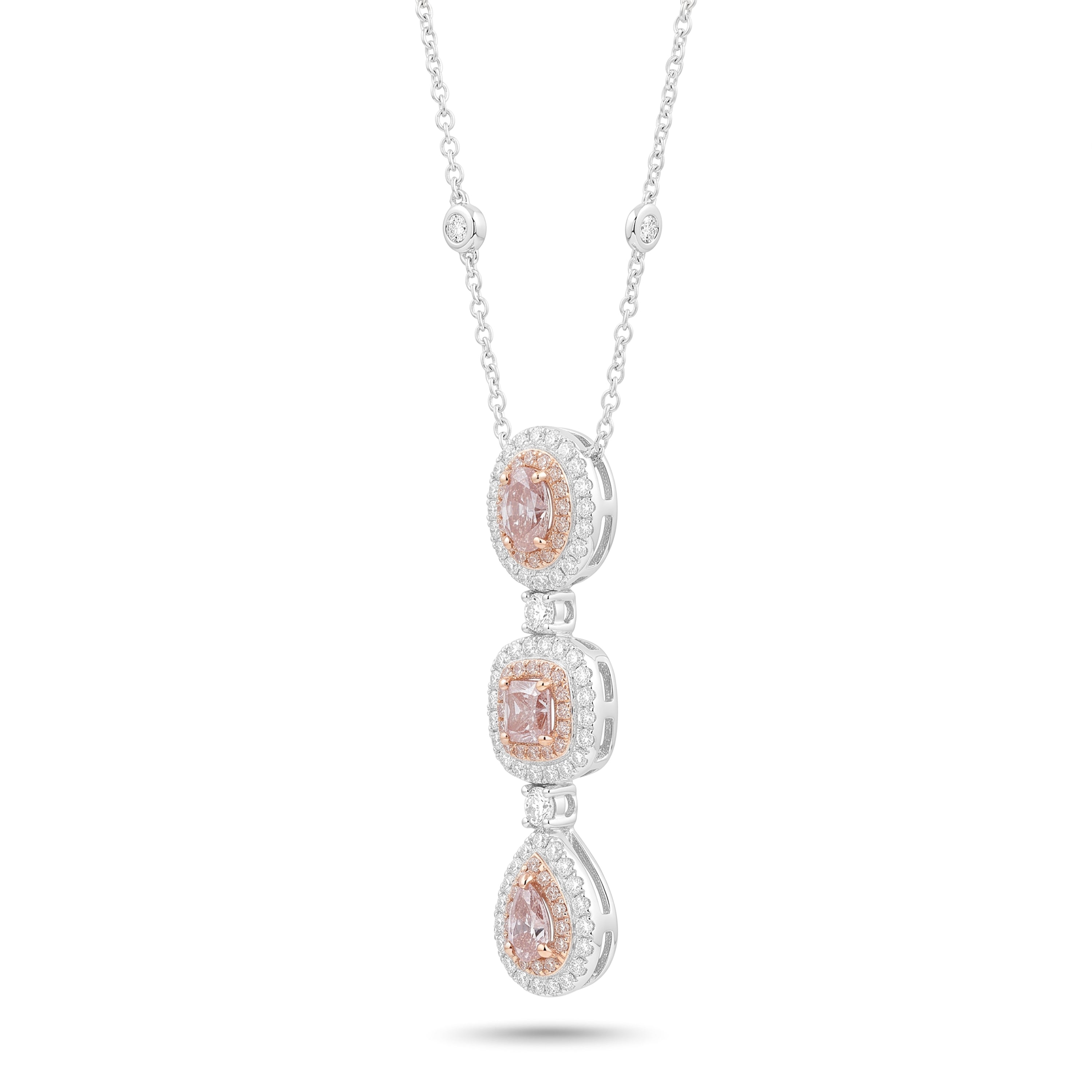 Natural Pink Multi-shape Diamond Halo Drop Pendant | GIA Certified