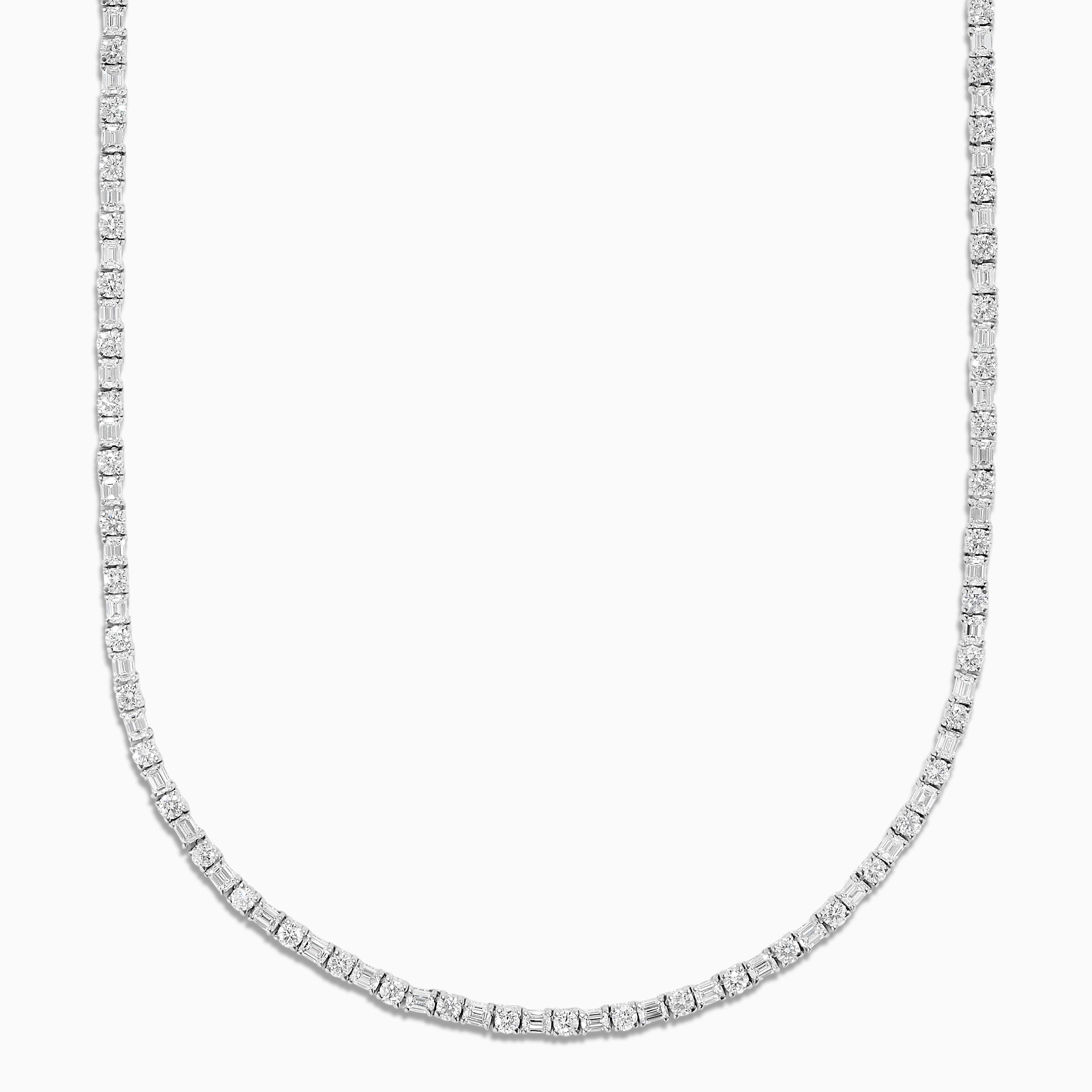 White Emerald Cut & Round Diamond Necklace JNW014GX