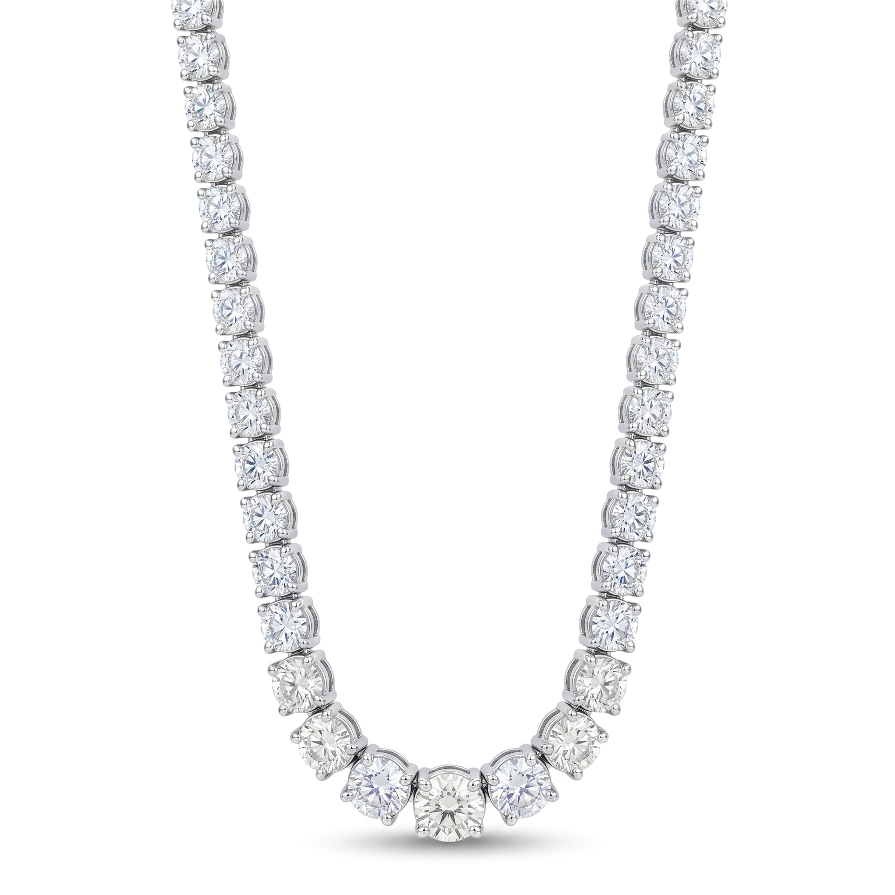 Natural 7.09 CT Graduating Diamond Tennis Necklace