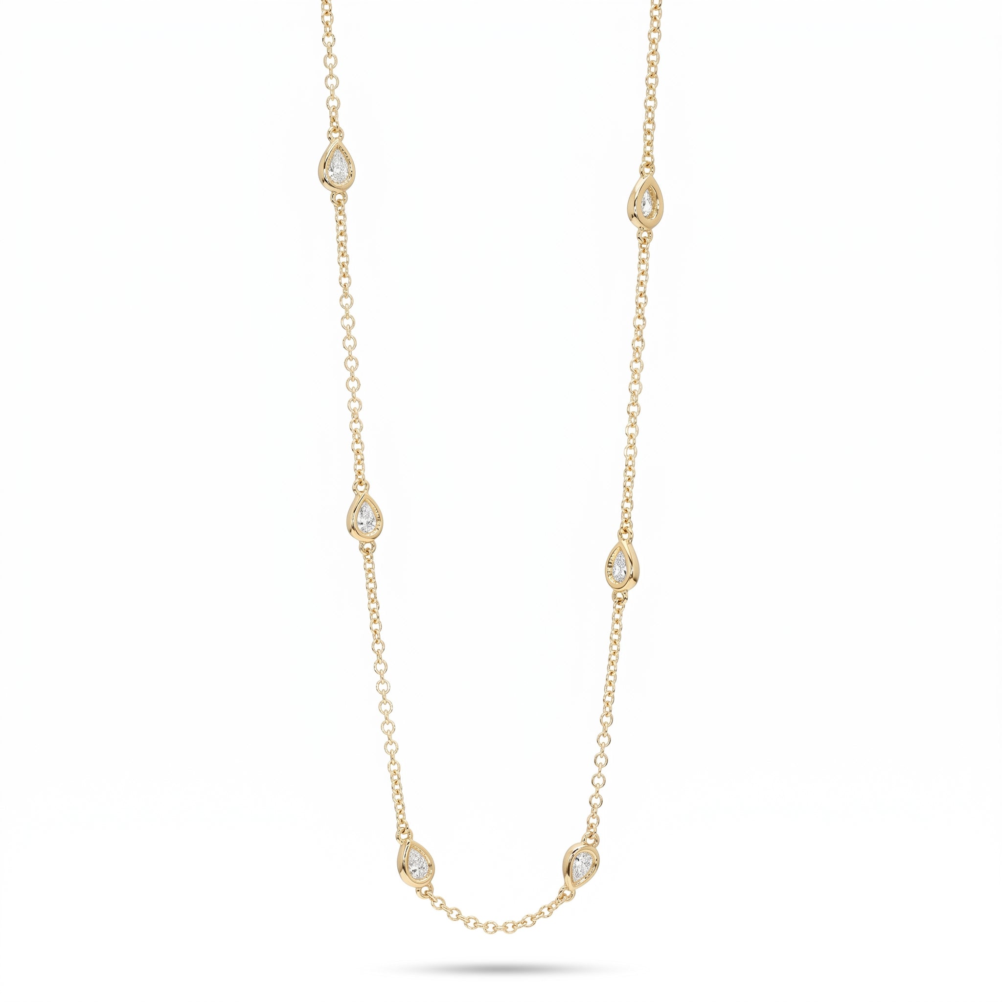 Natural Pear Diamond Station Necklace