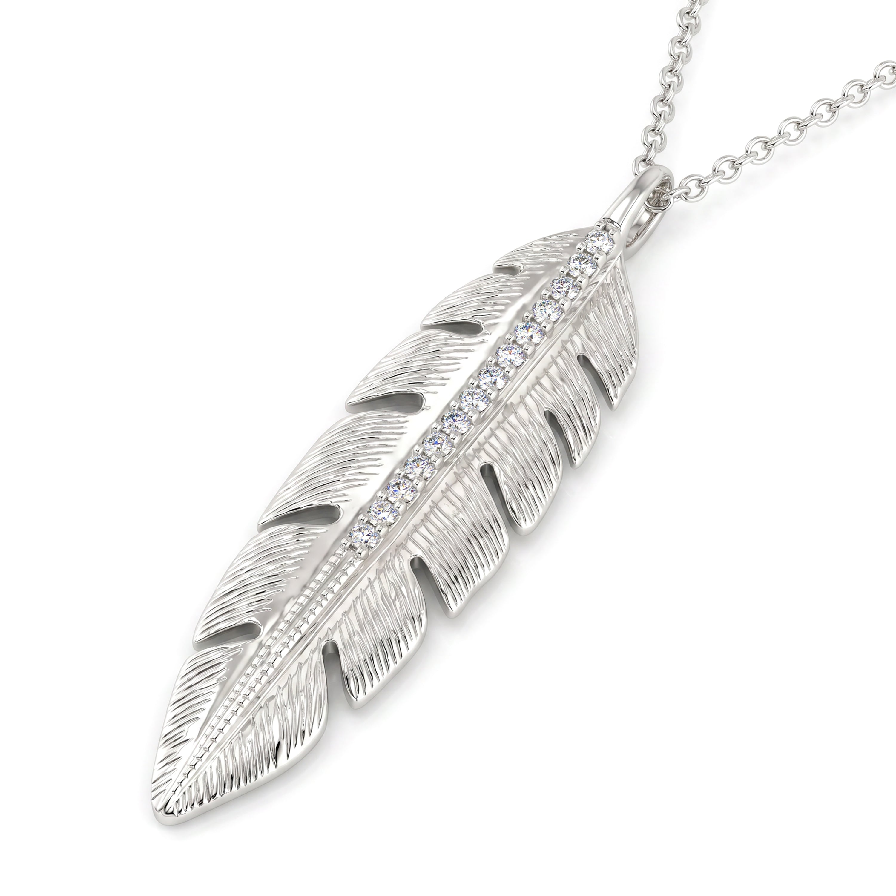 Natural Diamond Feather Necklace