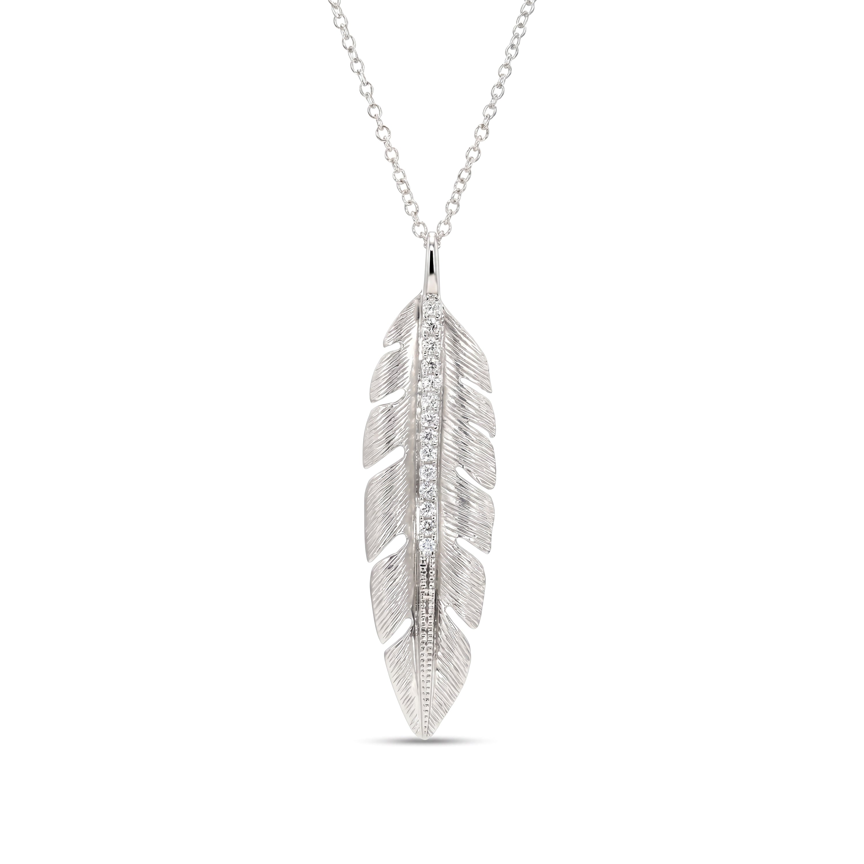 Natural Diamond Feather Necklace