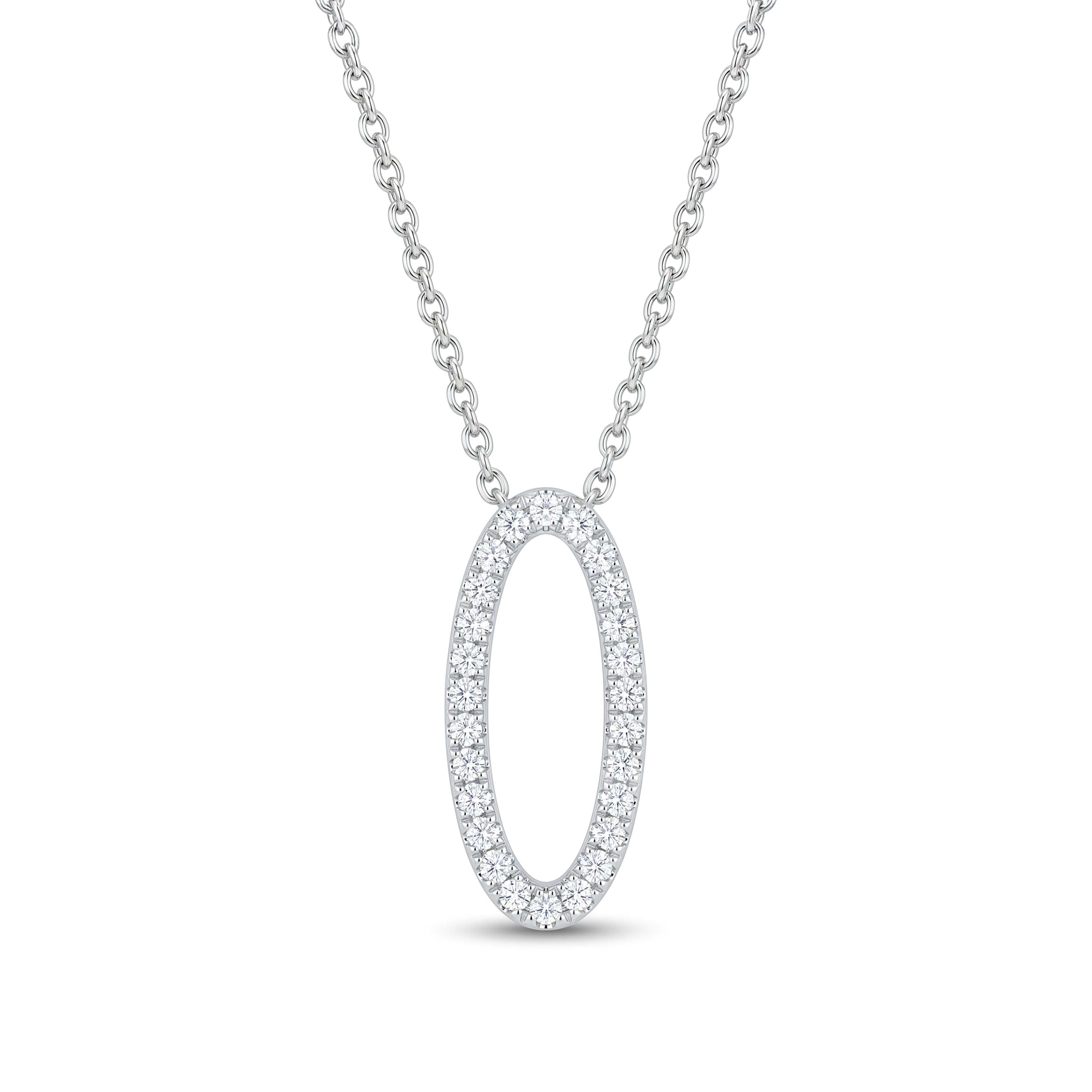 Natural Diamond Oval Necklace