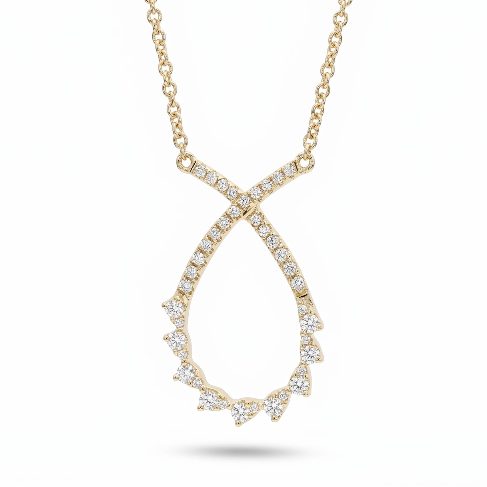 Natural Diamond Crossover Necklace