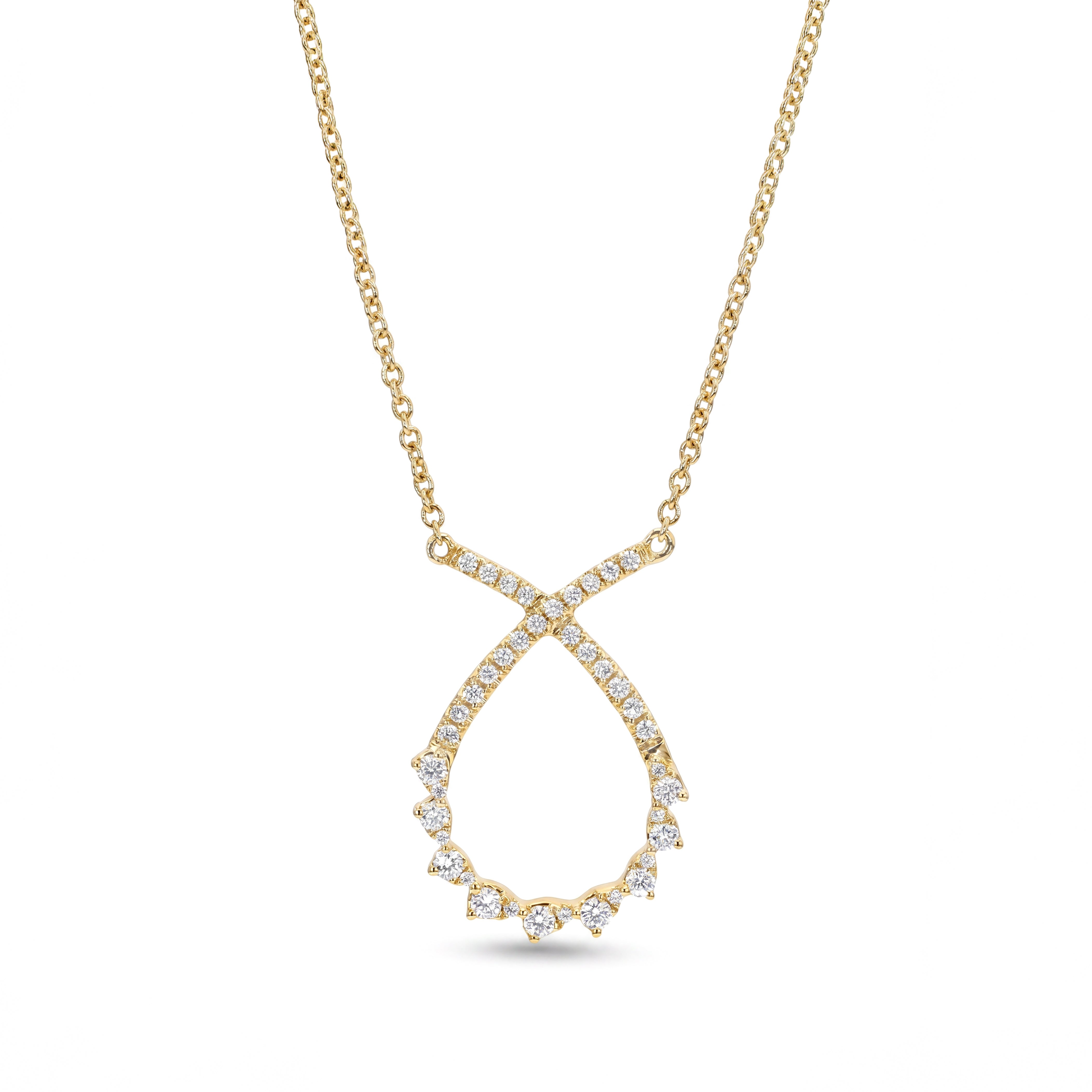 Natural Diamond Crossover Necklace