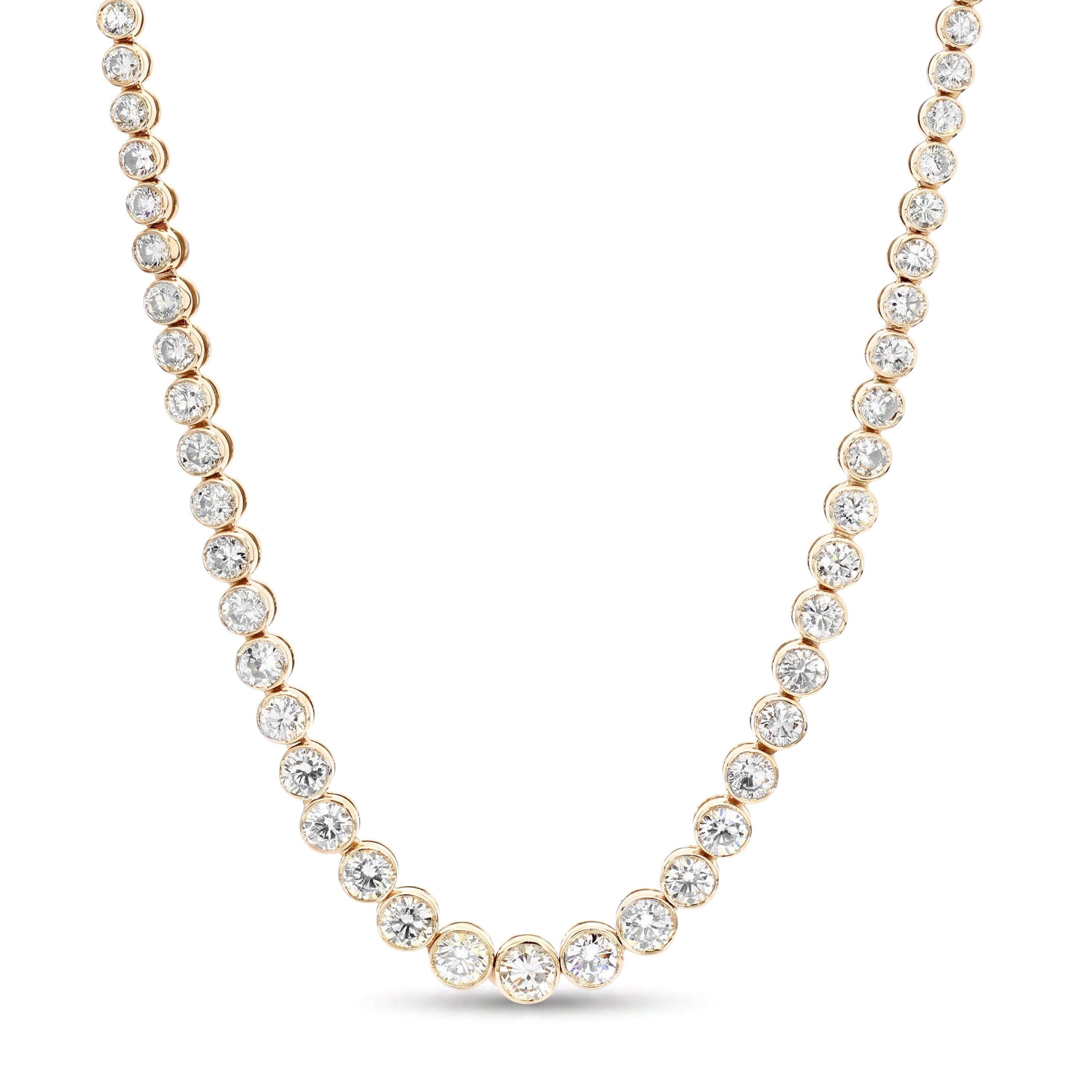 Natural Graduated Diamond Bezel Tennis Necklace