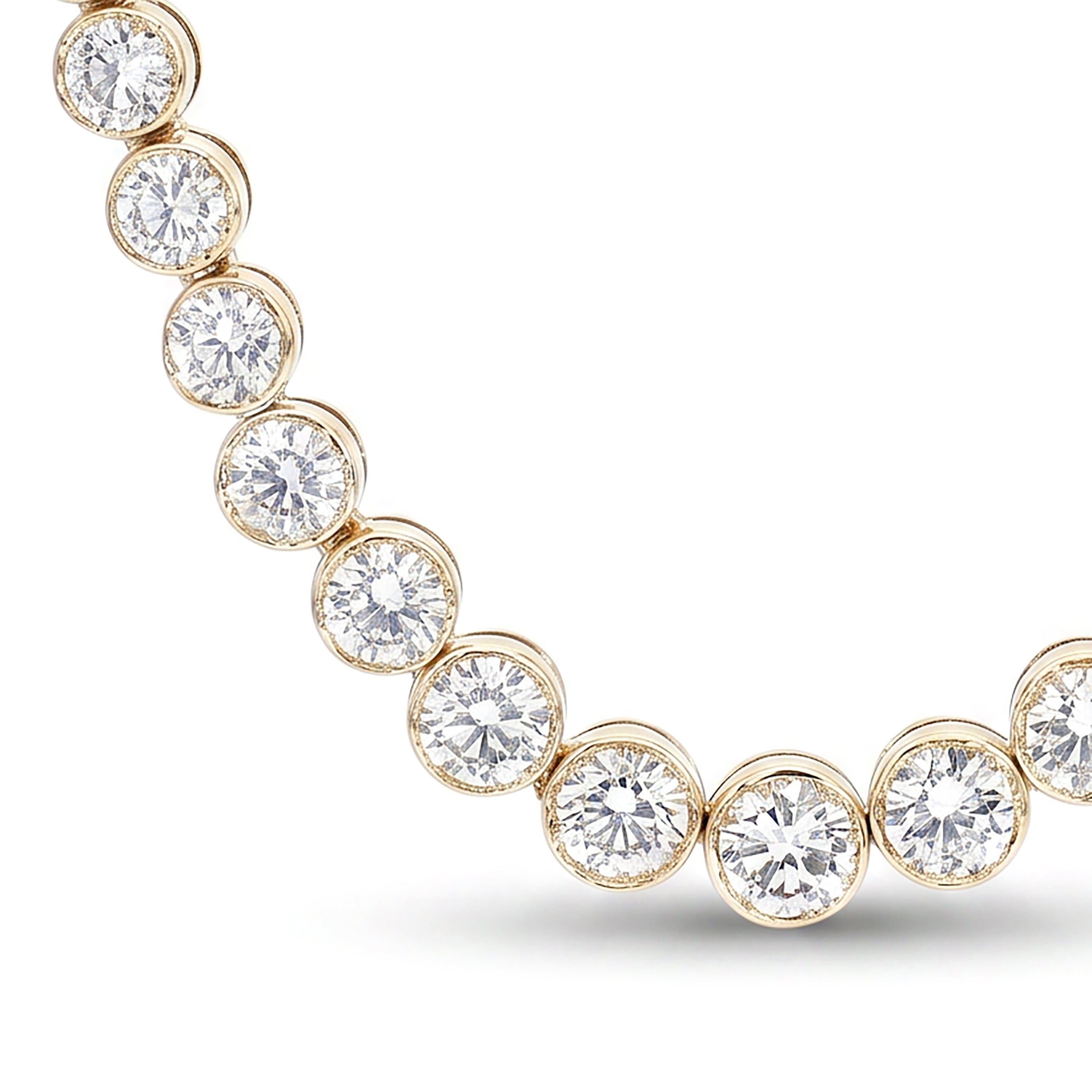 Natural Graduated Diamond Bezel Tennis Necklace