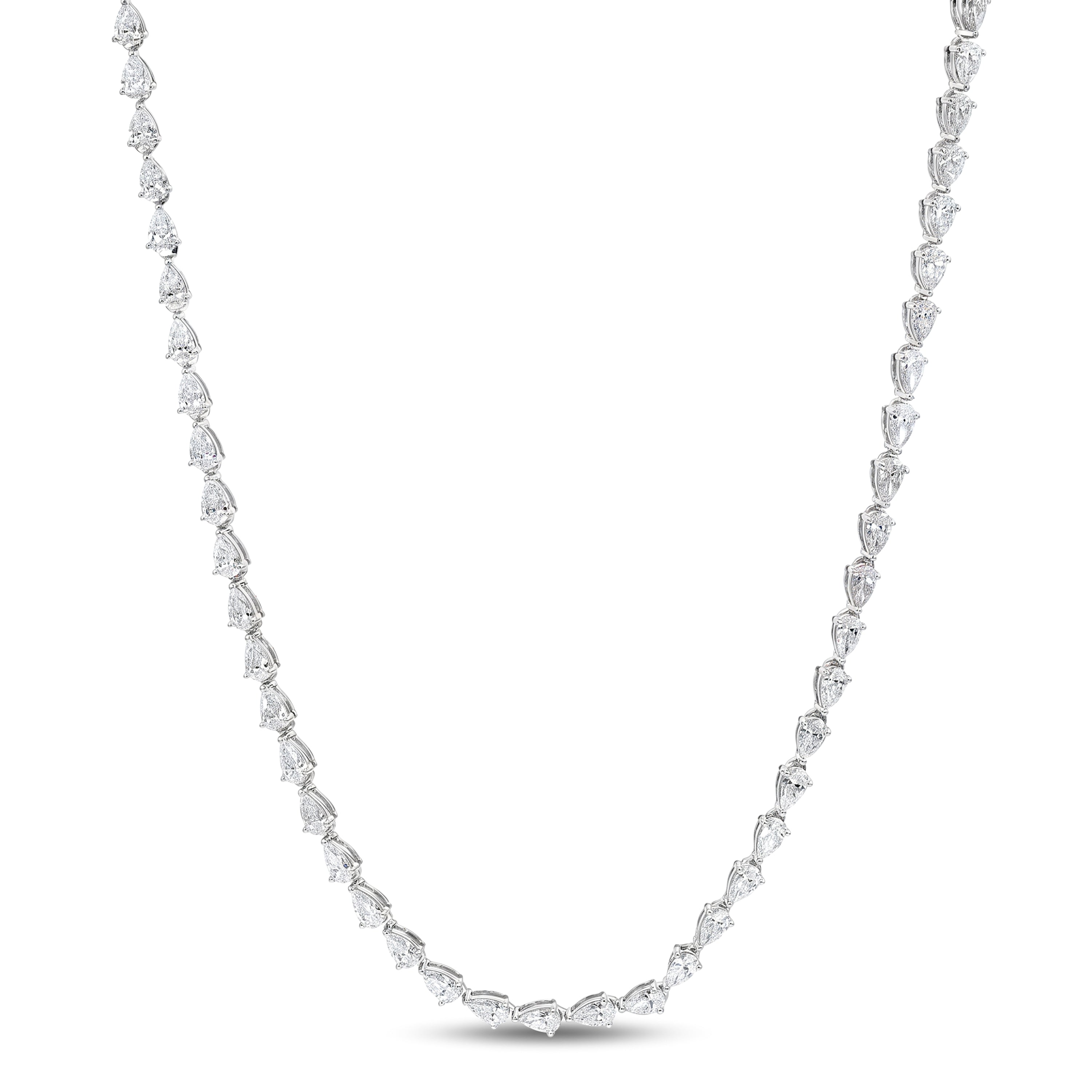 Natural 8.10 CT Pear Diamond Tennis Necklace