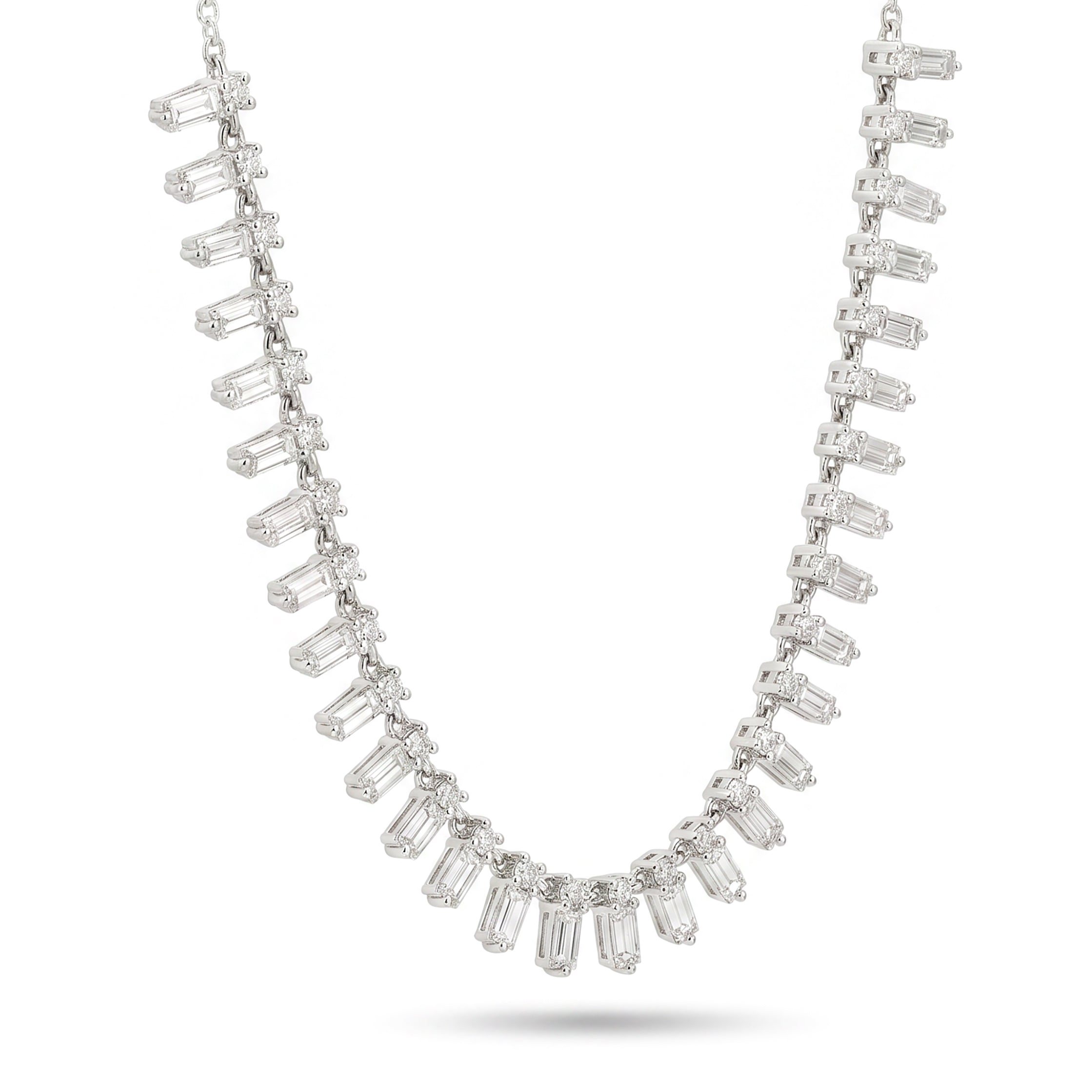 Natural 2.35 CT Baguette Diamond Necklace