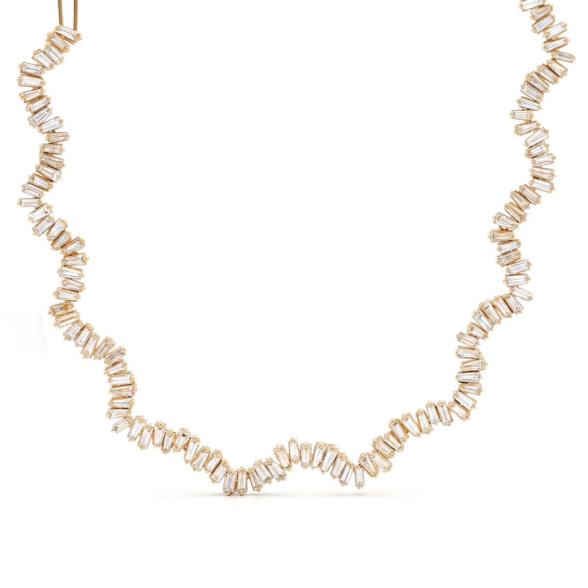 Natural White Baguette Diamond Necklace