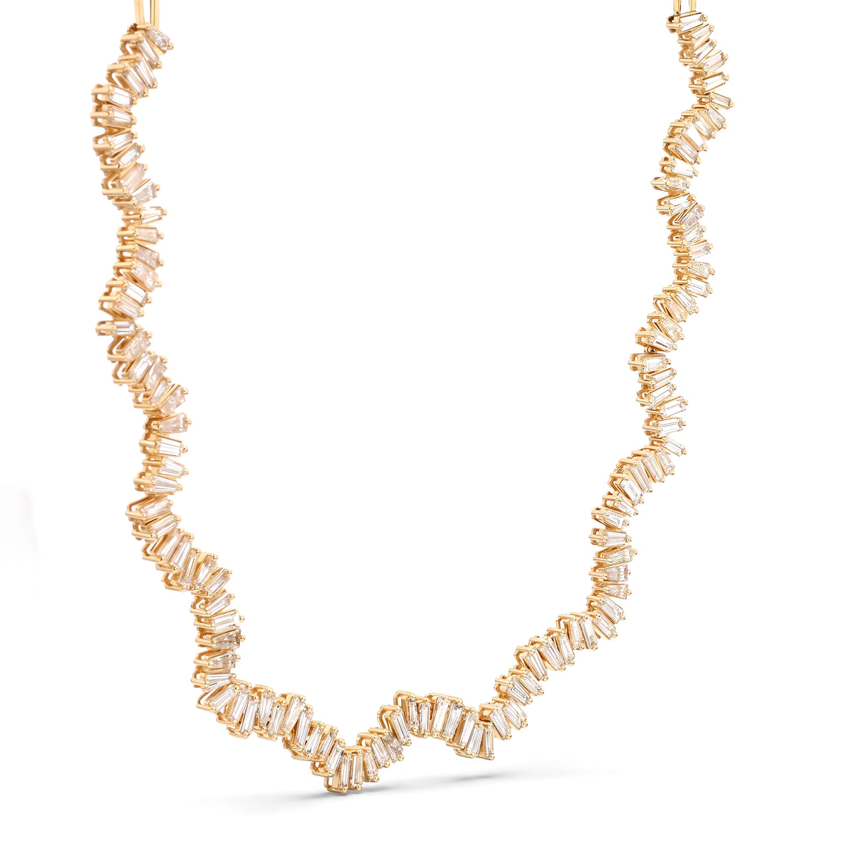 Natural White Baguette Diamond Necklace