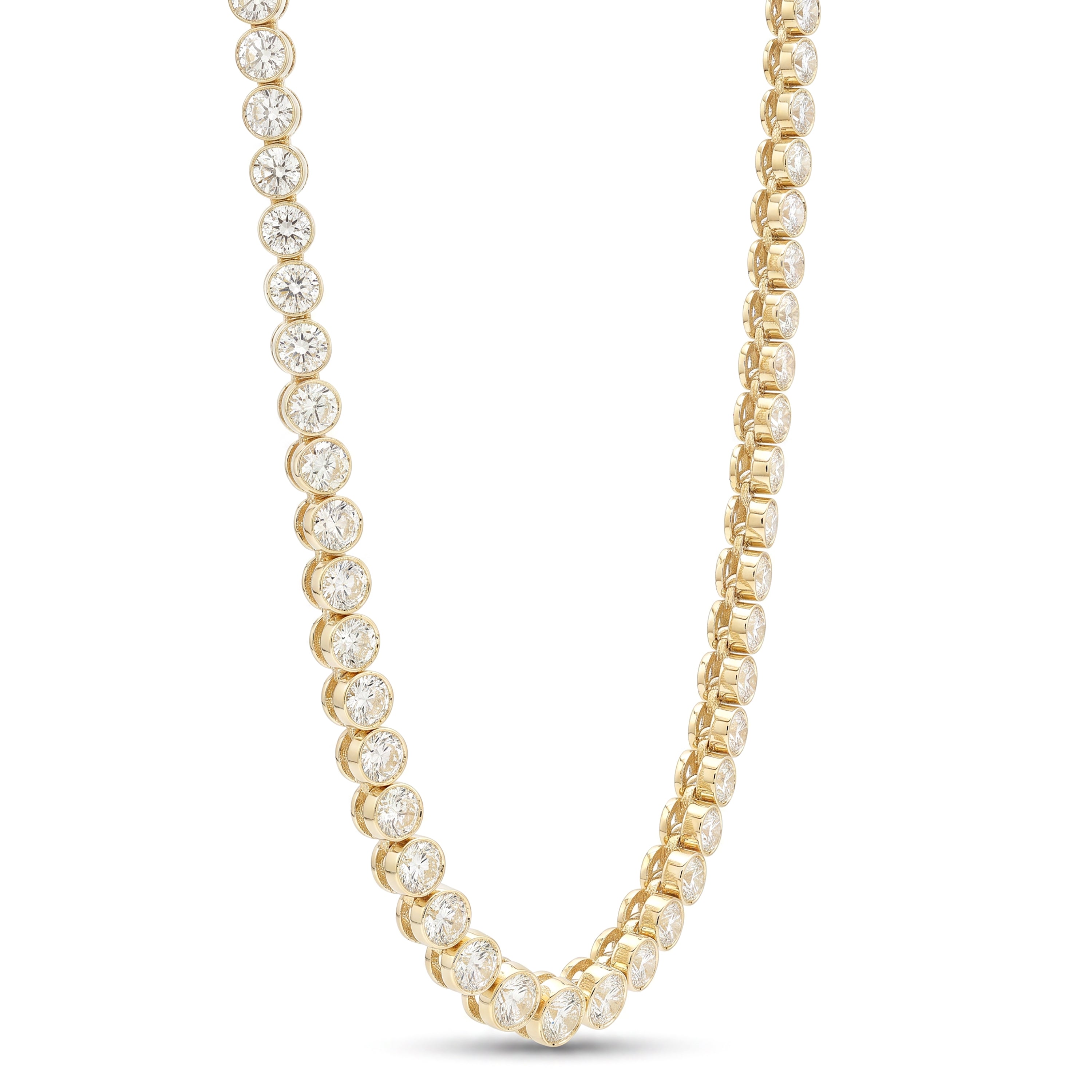 Natural  14.88 CT Graduated Diamond Bezel Tennis Necklace