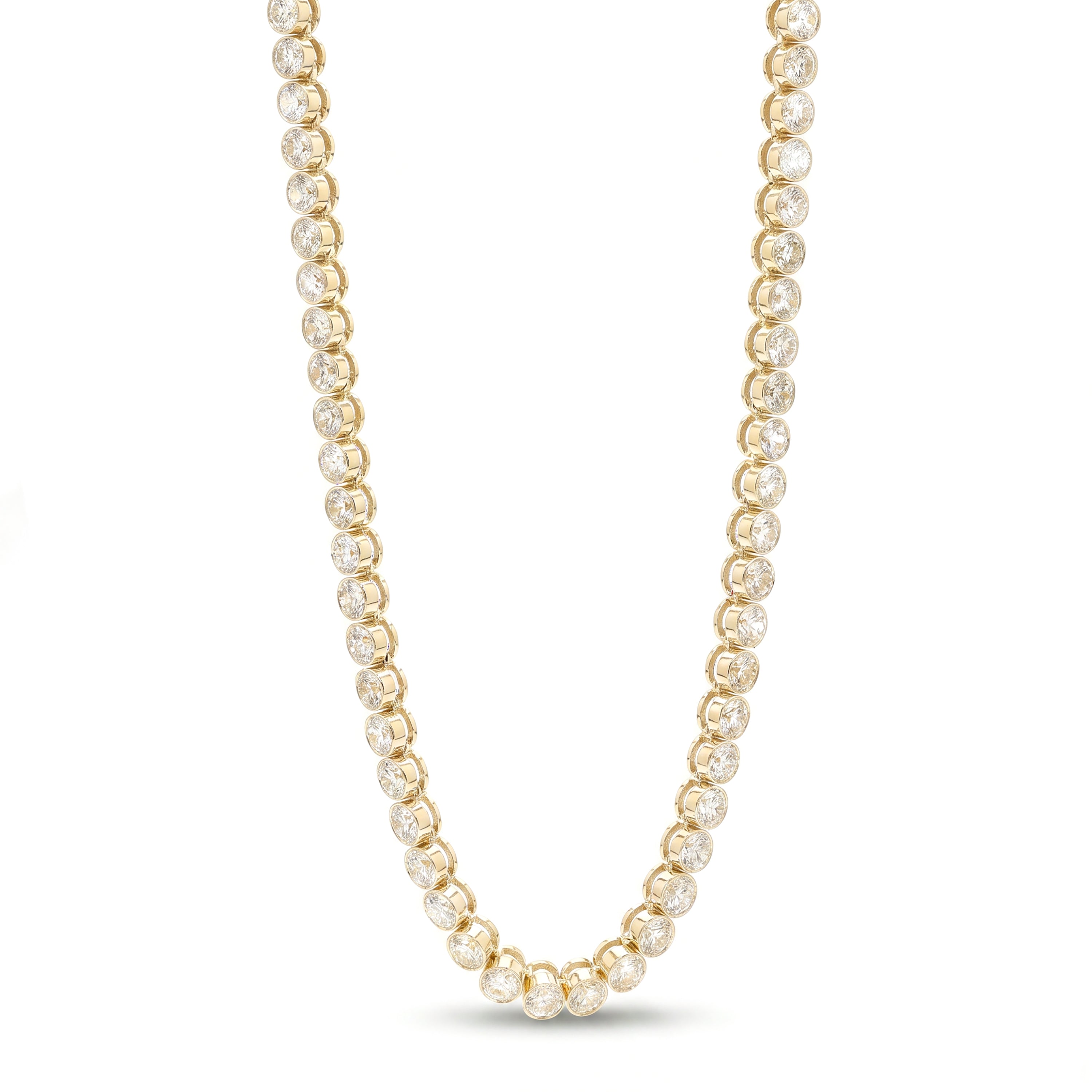 Natural  14.88 CT Graduated Diamond Bezel Tennis Necklace