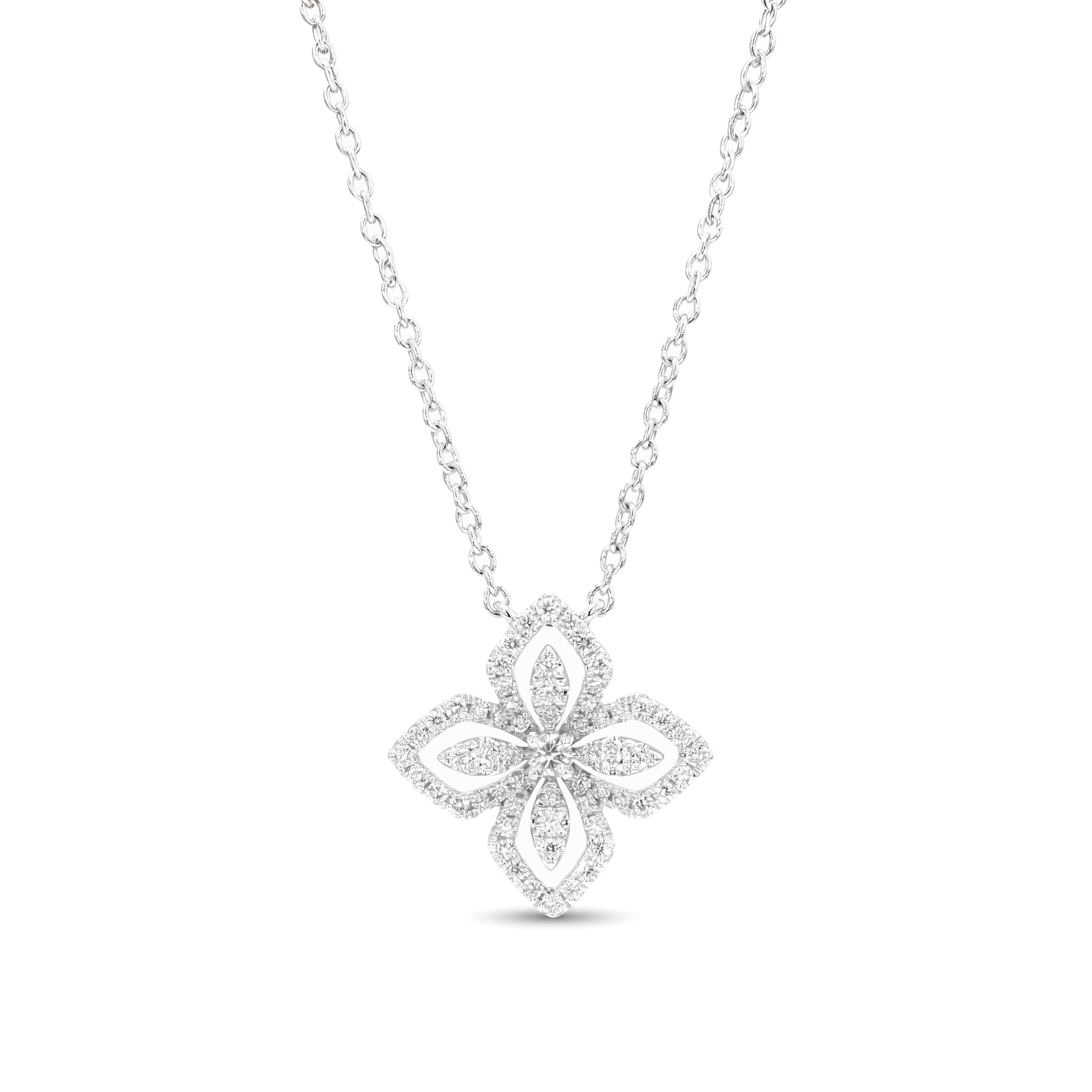 Natural White Diamond Clover Necklace