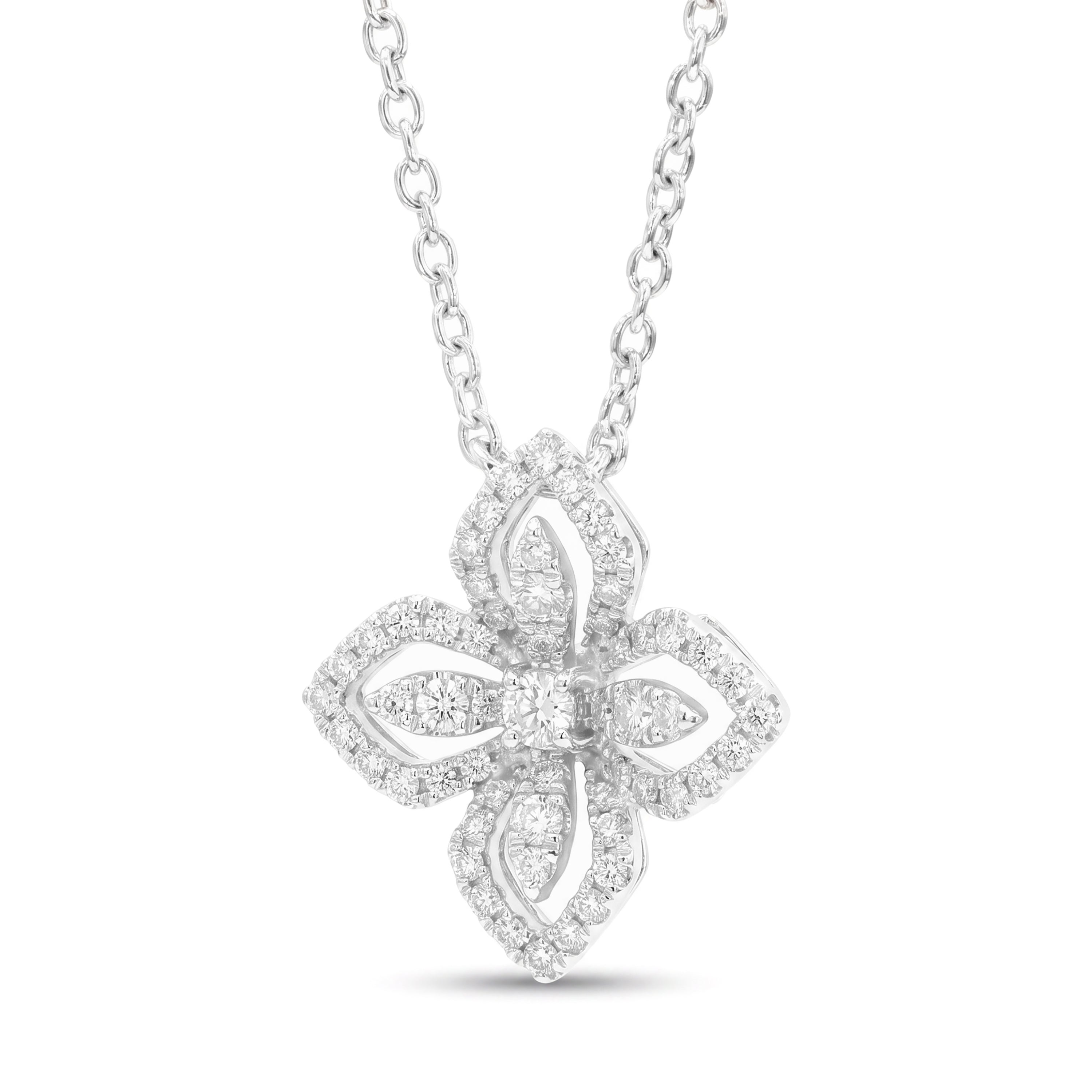 Natural White Diamond Clover Necklace