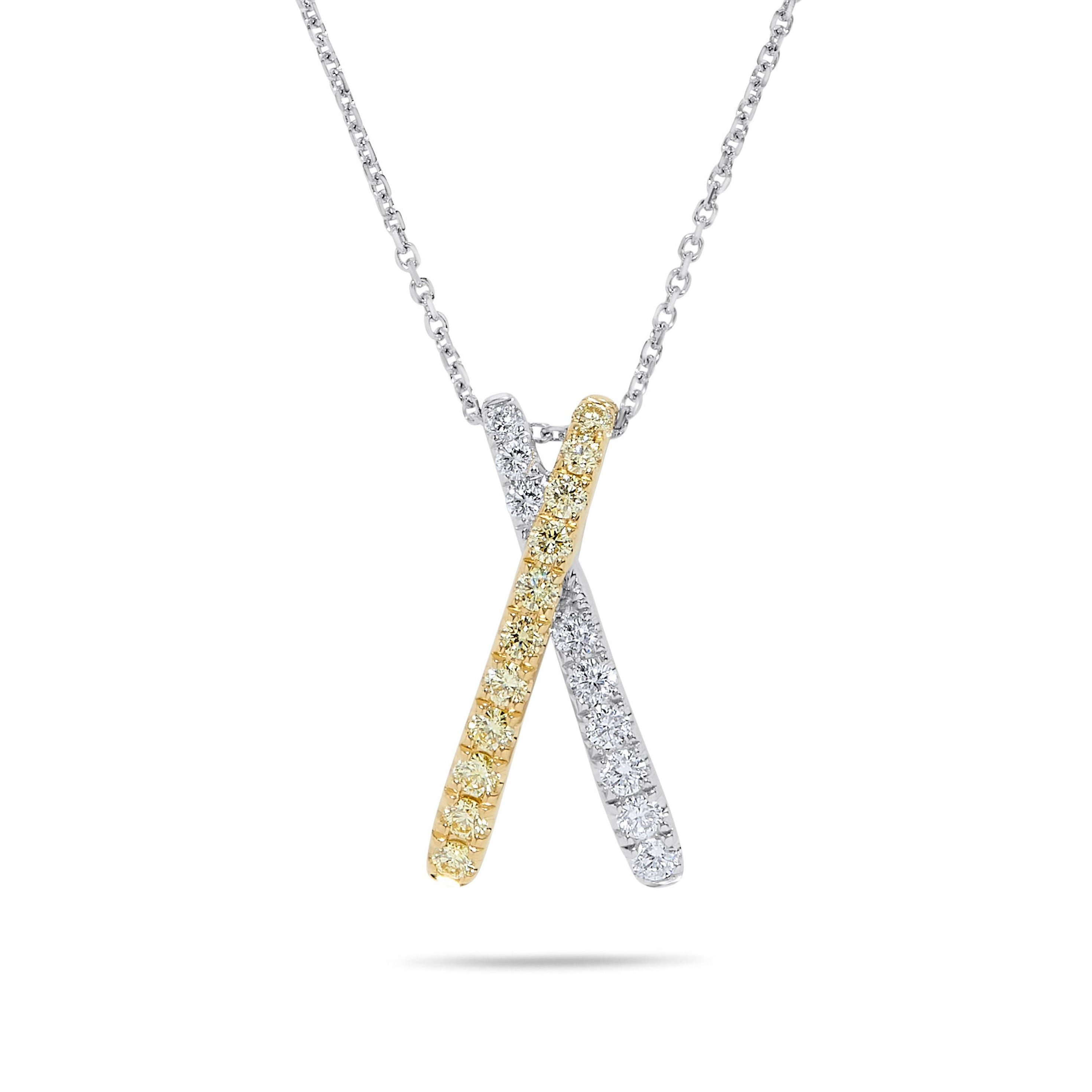 Yellow & White Diamond "X" Pendant