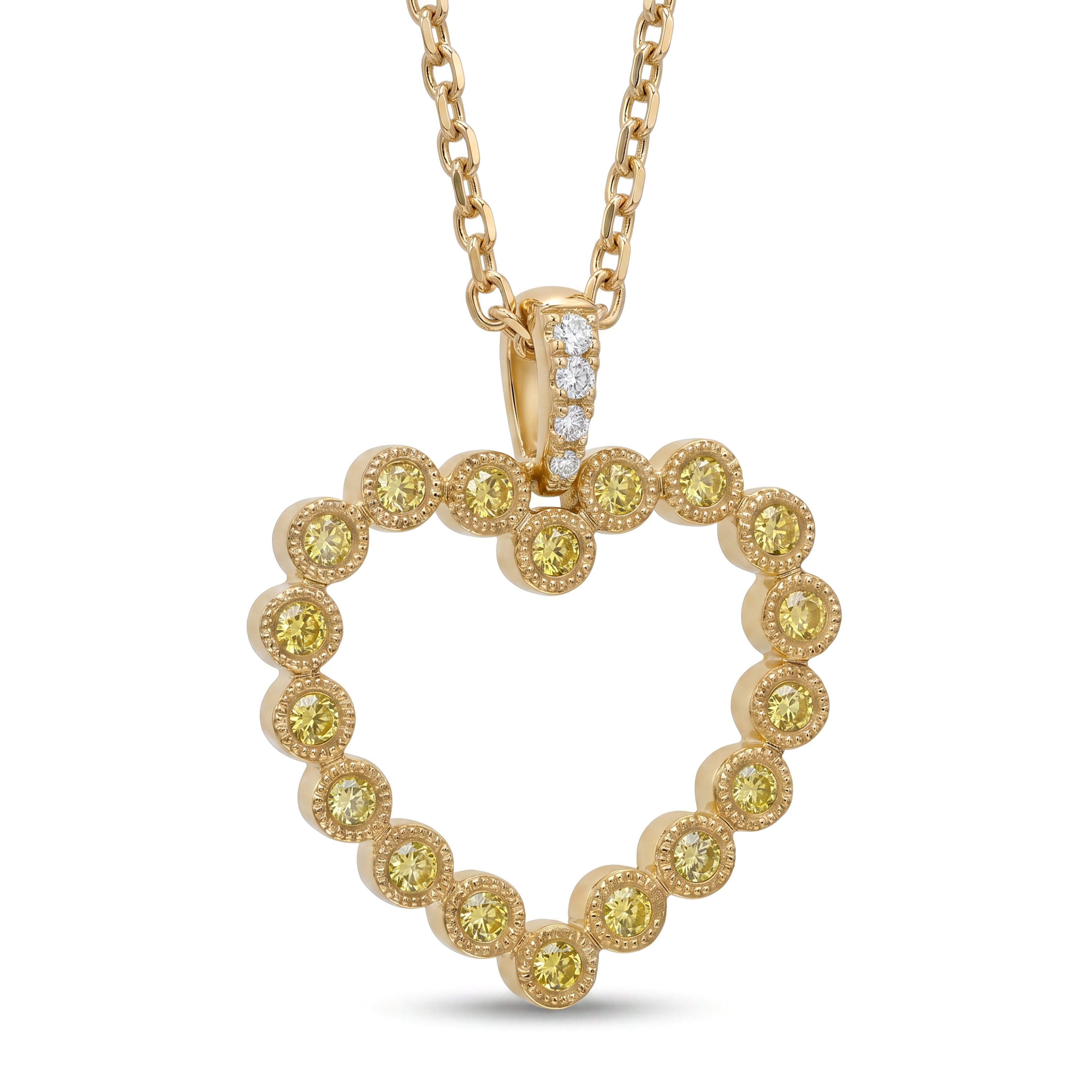 Natural Yellow Diamond Heart Pendant