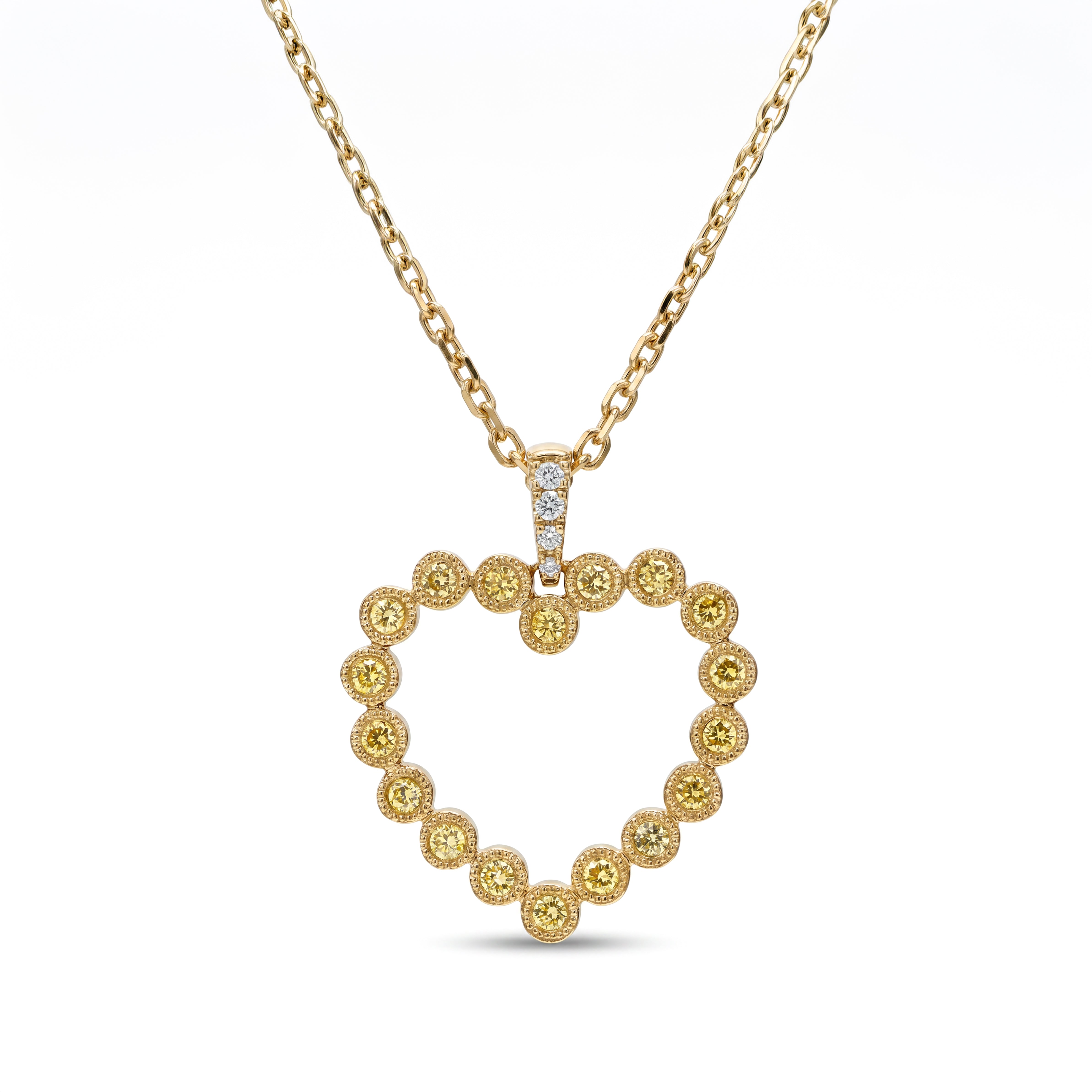 Natural Yellow Diamond Heart Pendant