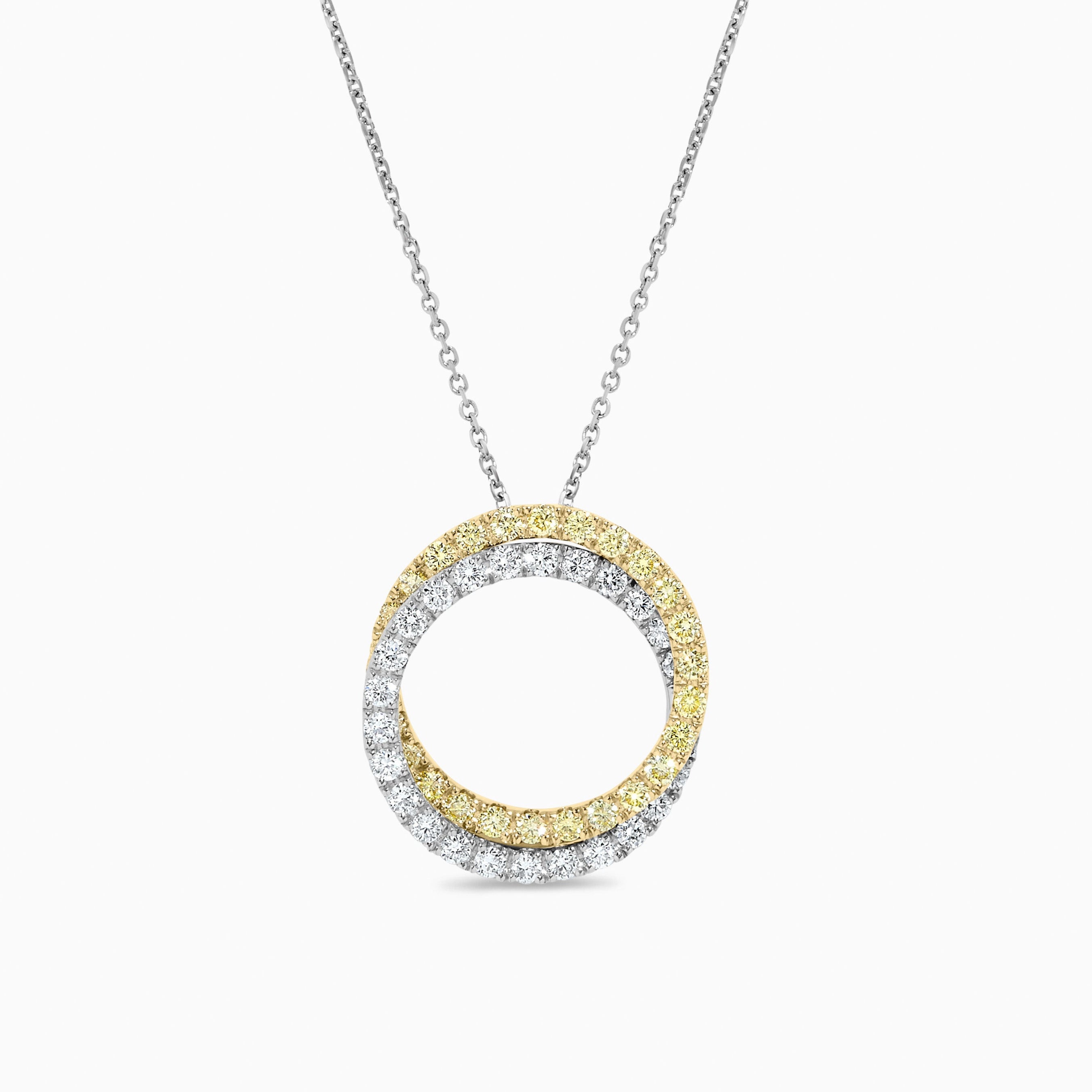Yellow &White Diamond Circle Necklace JP01009P