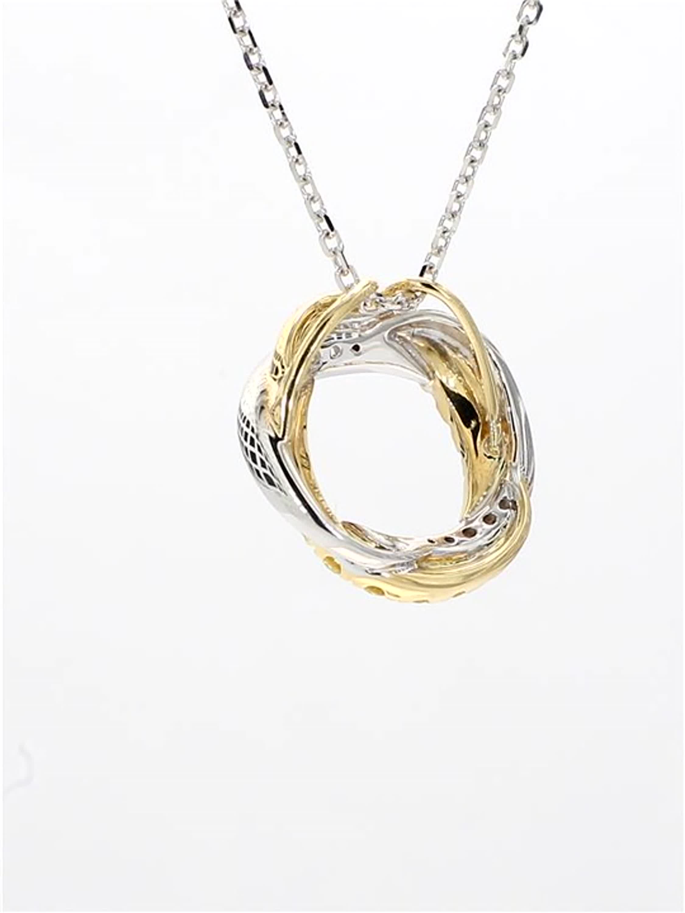 Natural Yellow Round and White Diamond .63 Carat TW Gold Circle Pendant