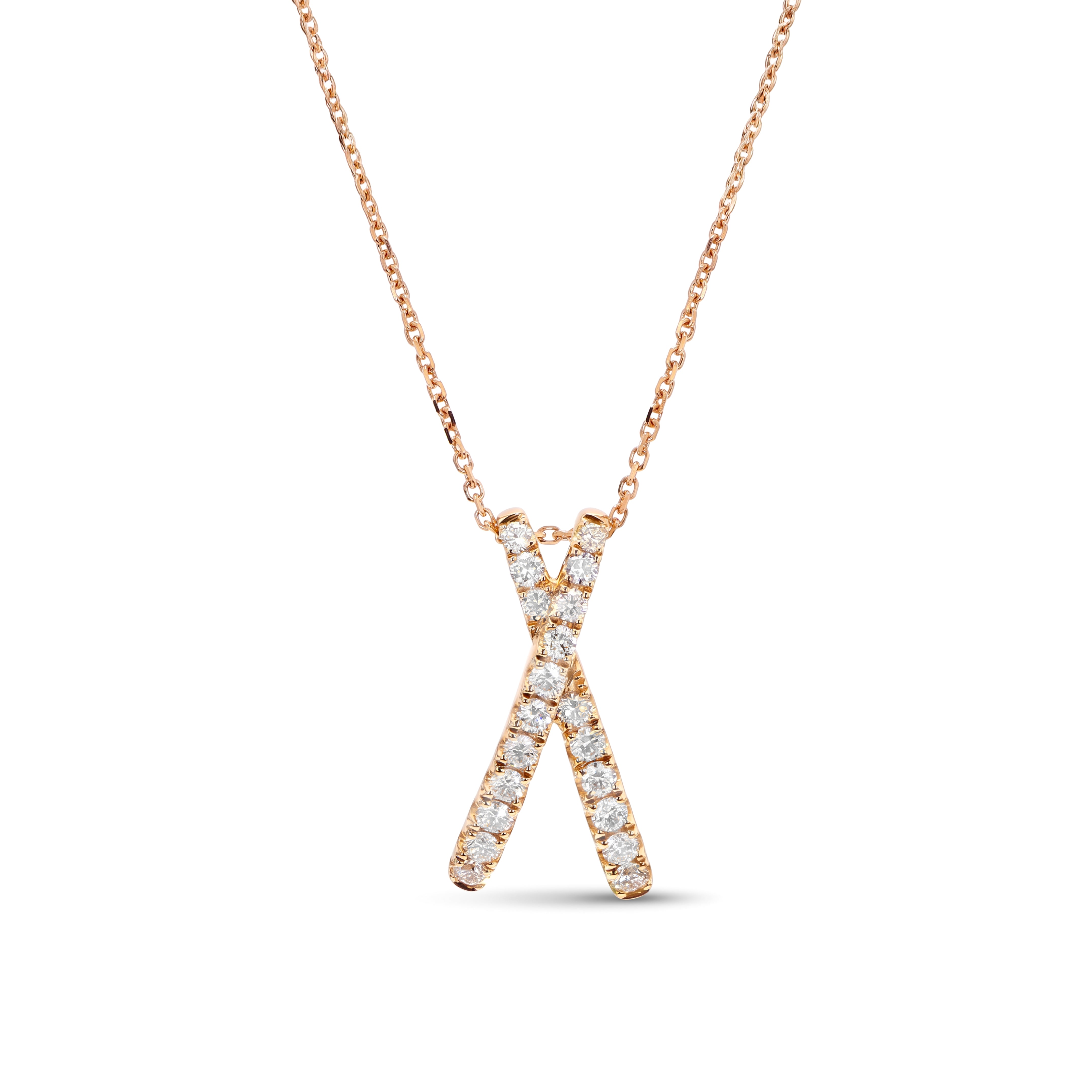 Natural White Diamond X Pendant