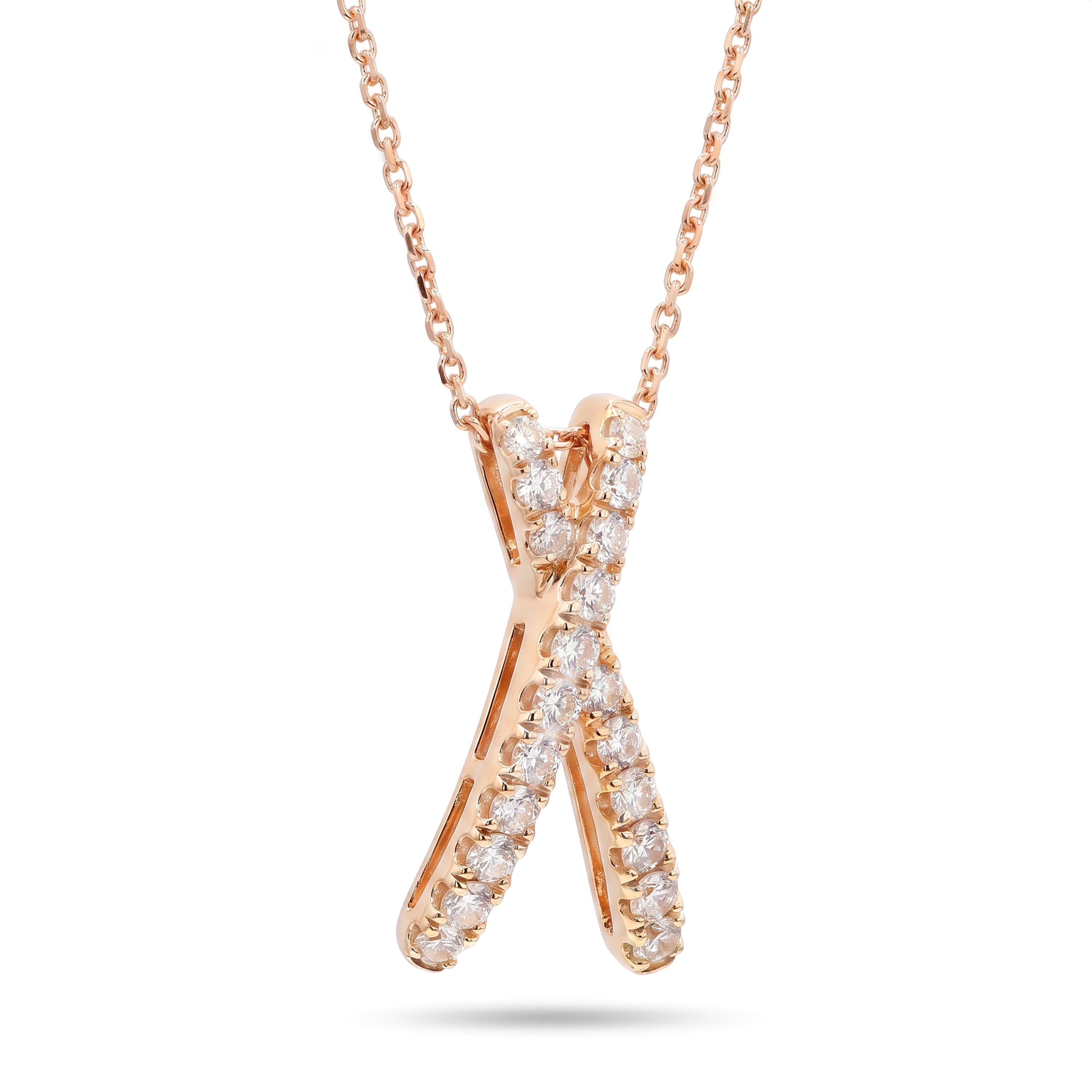 Natural White Diamond X Pendant