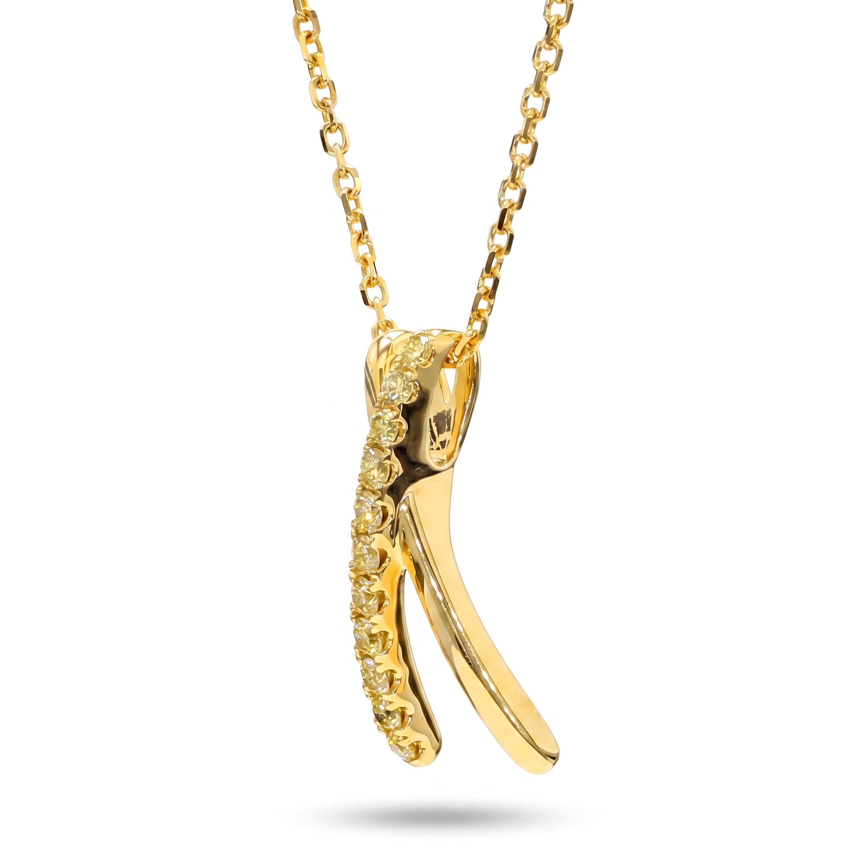 Natural Yellow Round Diamond X Pendant