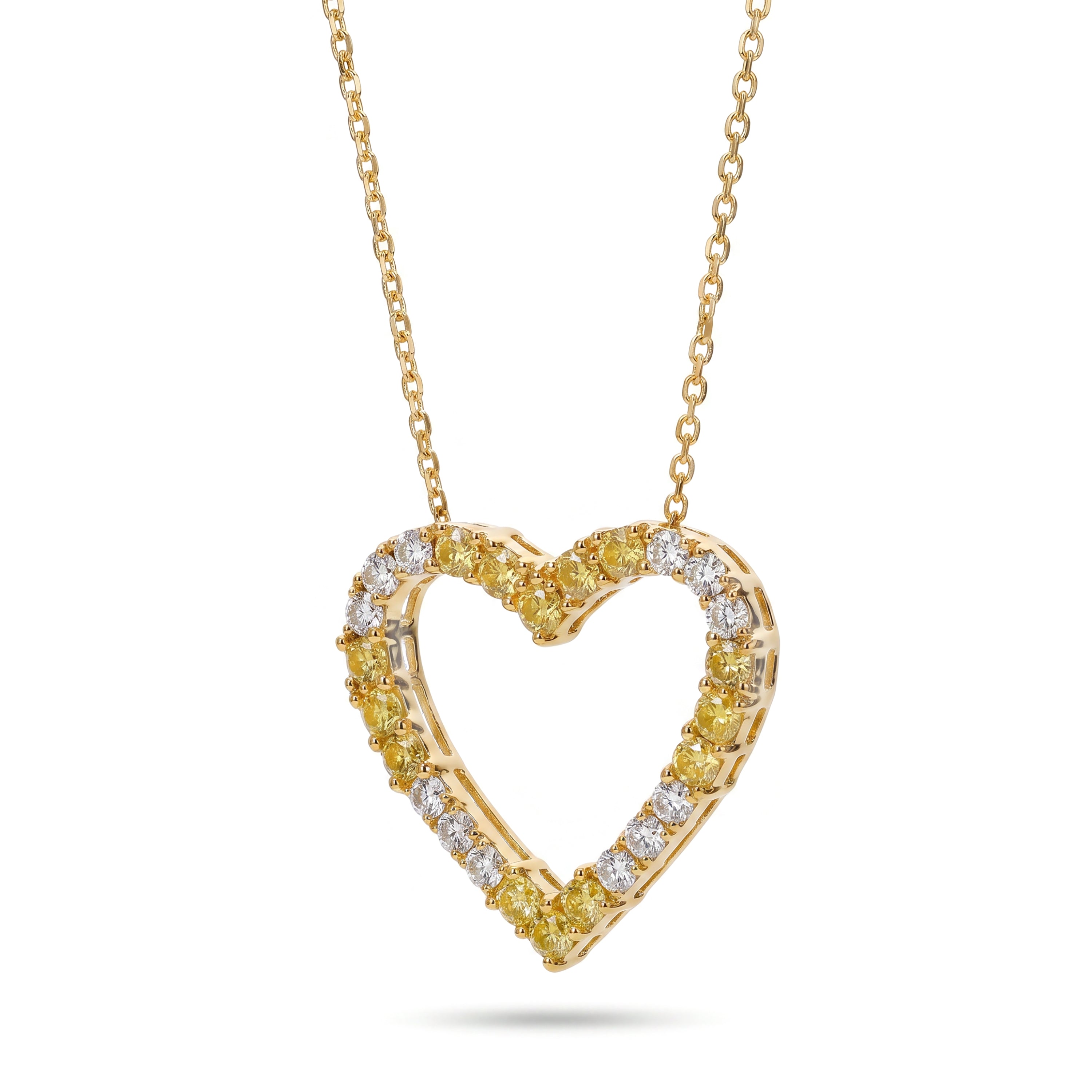 Natural Yellow & White Diamond Heart Pendant