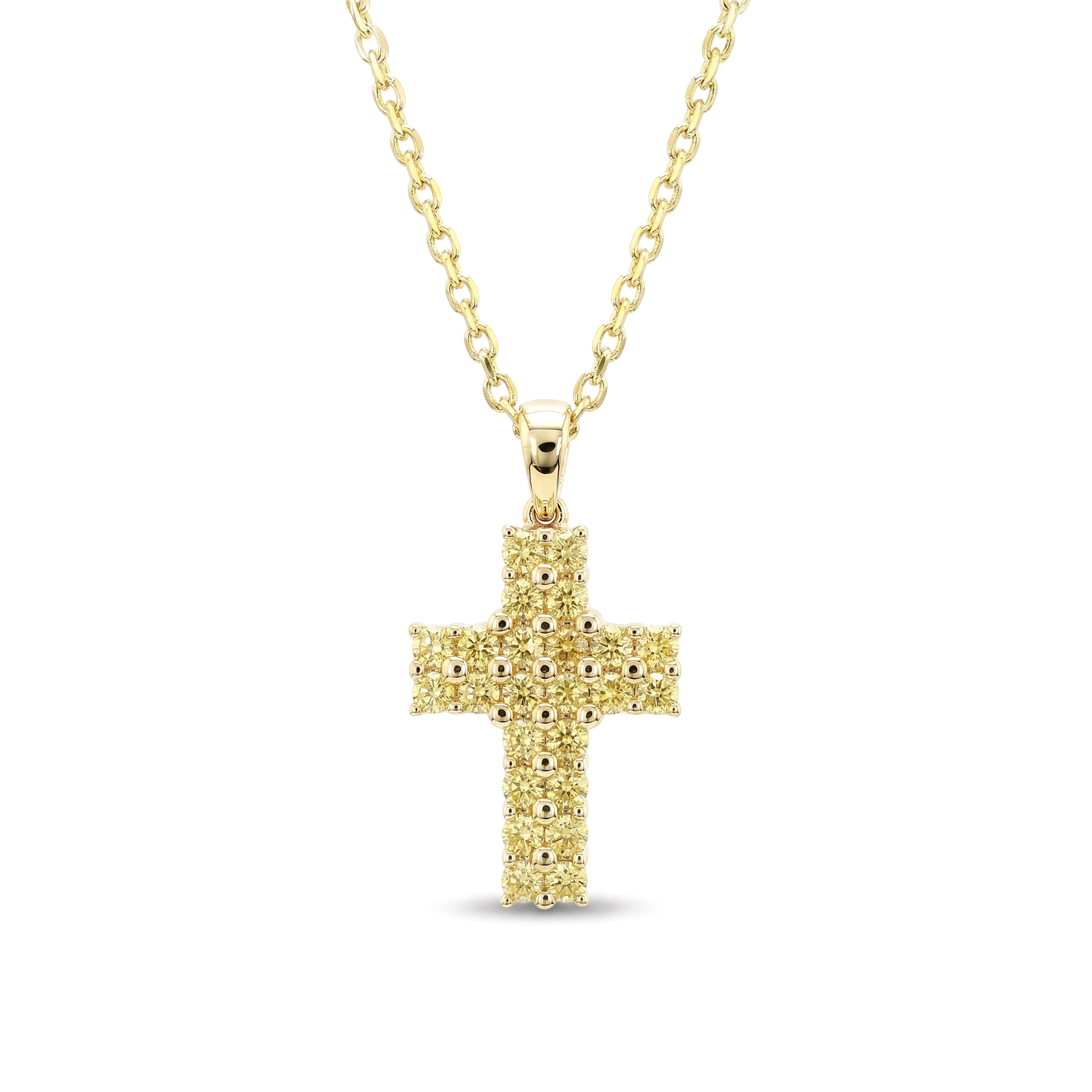 Natural Yellow Diamond Cross Pendant