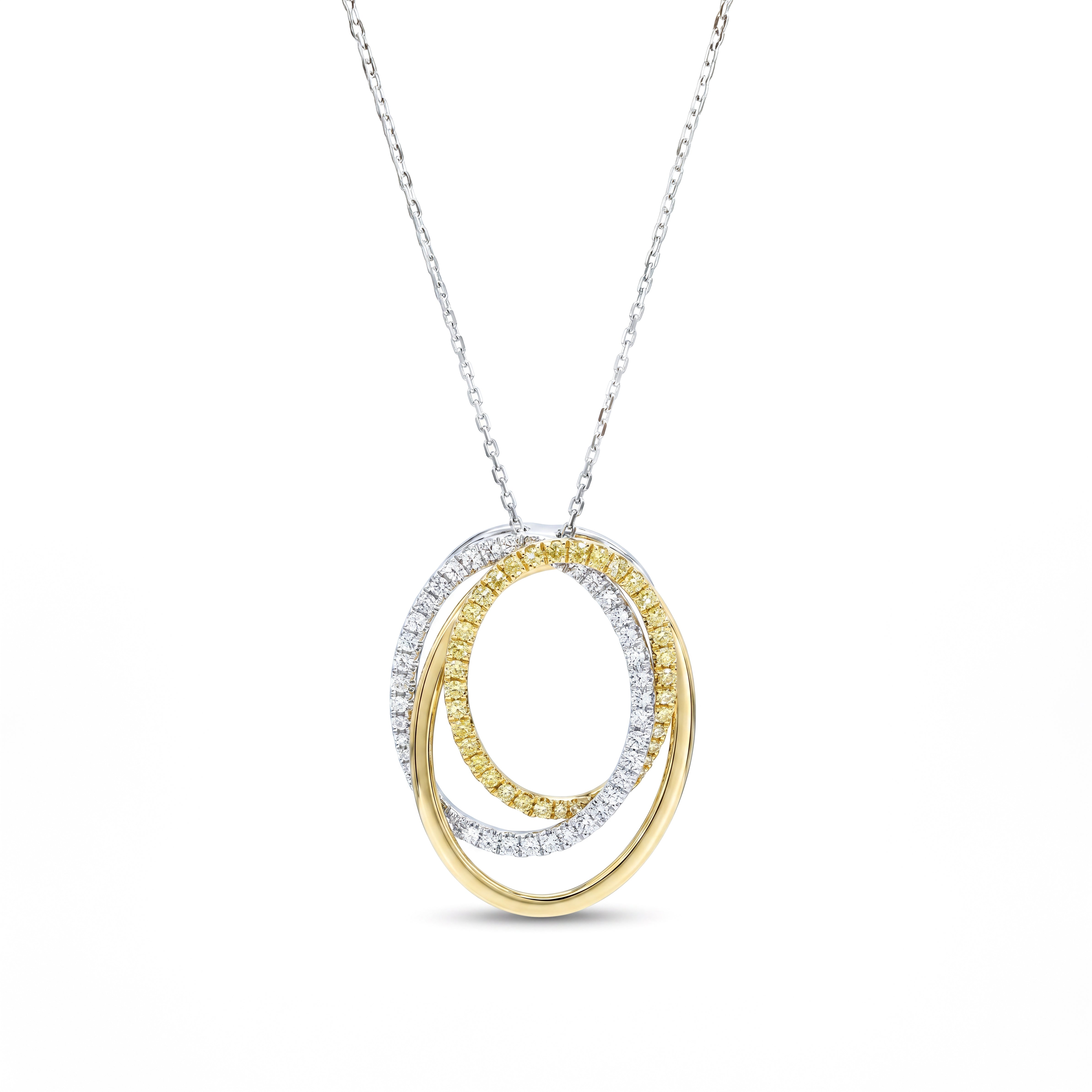 Natural Yellow & White Diamond Interlocking Ovals Pendant