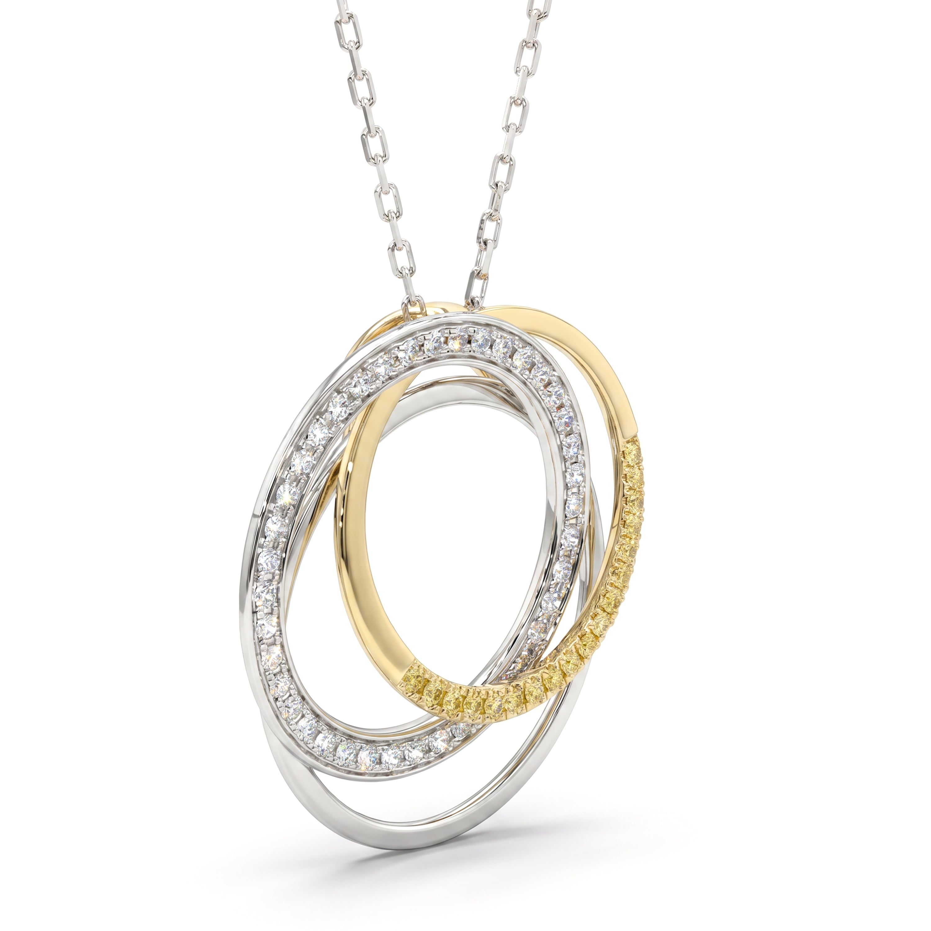 Natural Yellow Diamond Interlocking Circles Pendant